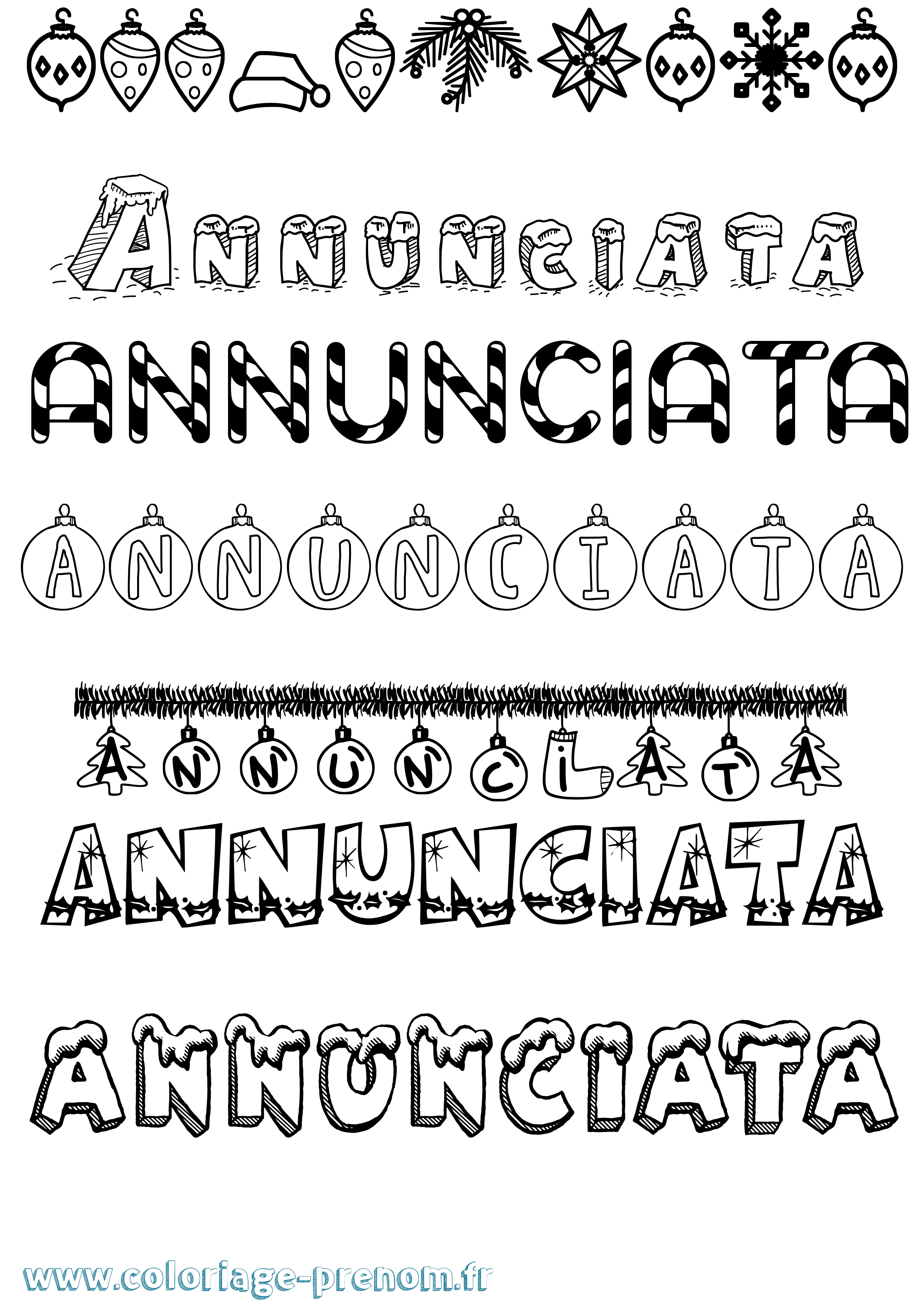 Coloriage Annunciata Noël Coloriage prénom Annunciata Noël