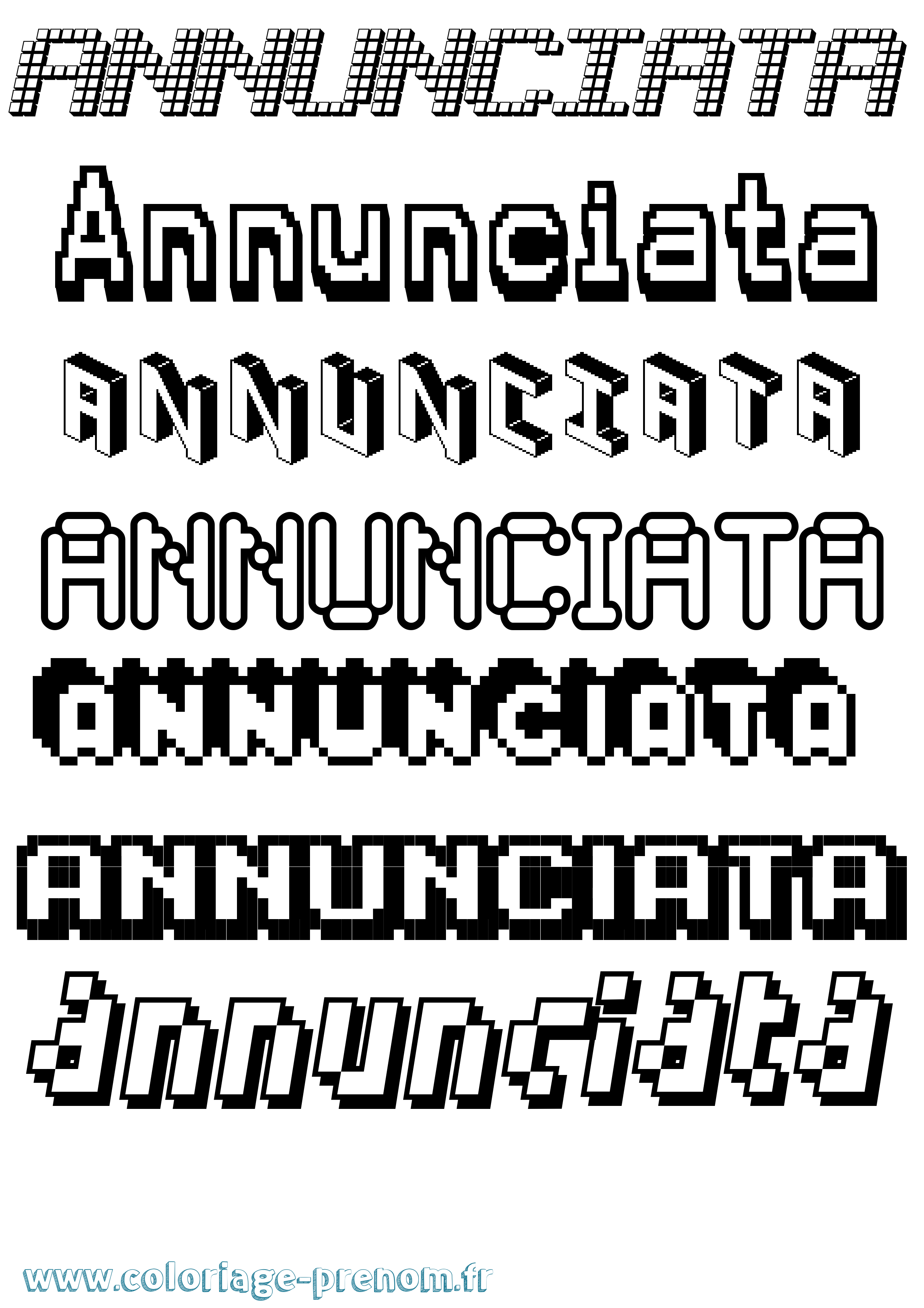 Coloriage Annunciata Pixel Coloriage prénom Annunciata Pixel