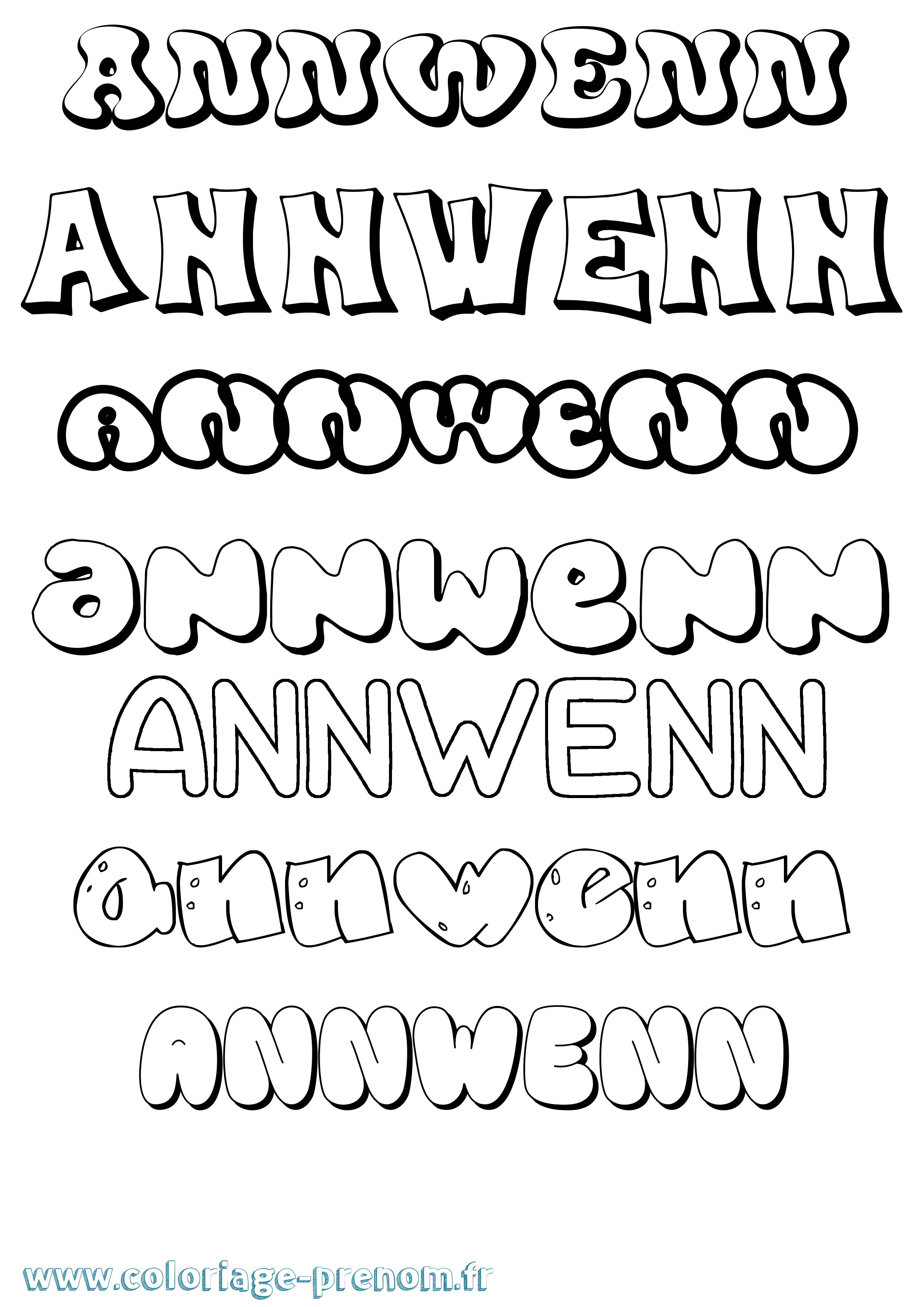 Coloriage Annwenn Bubble Coloriage prénom Annwenn Bubble