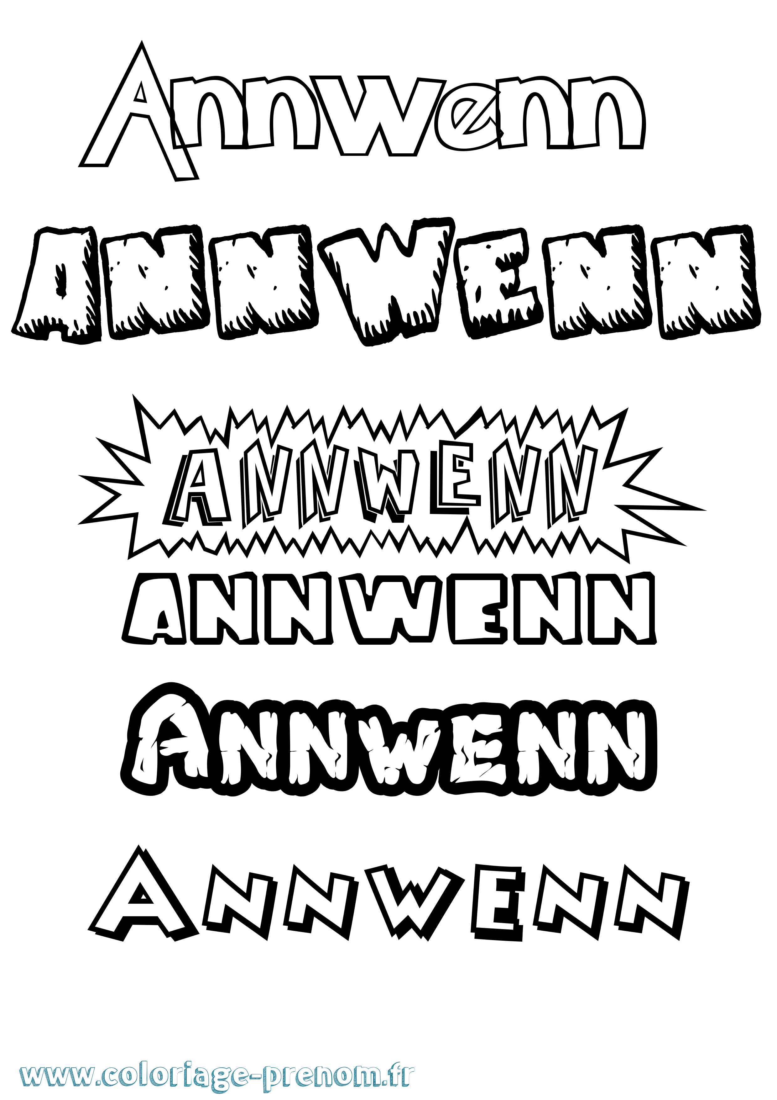 Coloriage Annwenn Dessin Animé Coloriage prénom Annwenn Dessin Animé