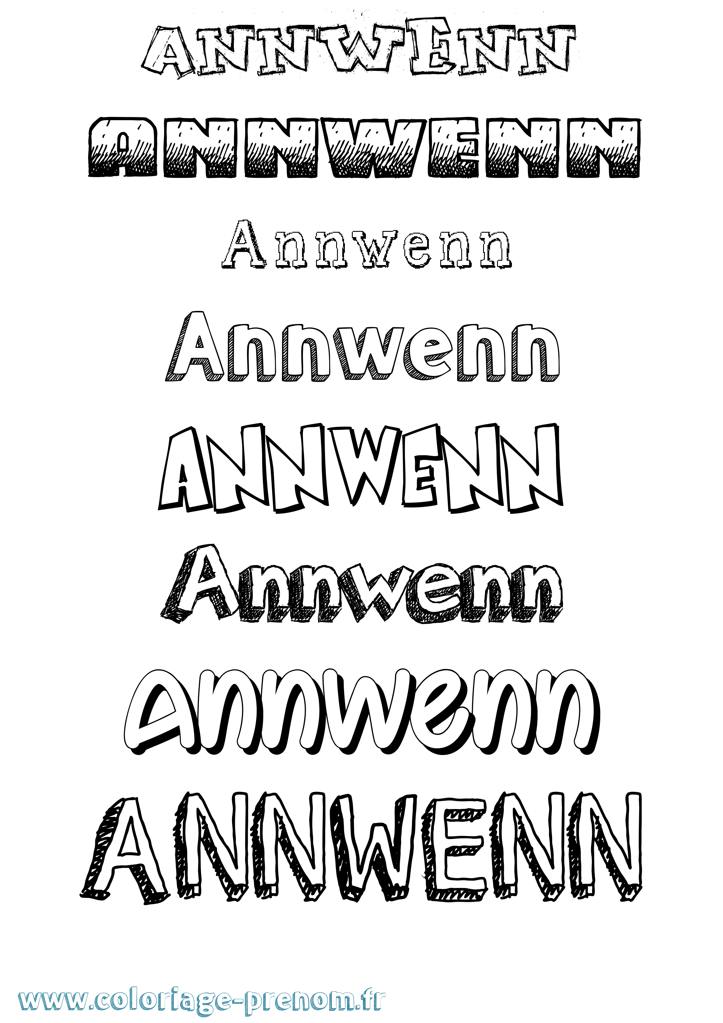 Coloriage Annwenn Dessiné Coloriage prénom Annwenn Dessiné