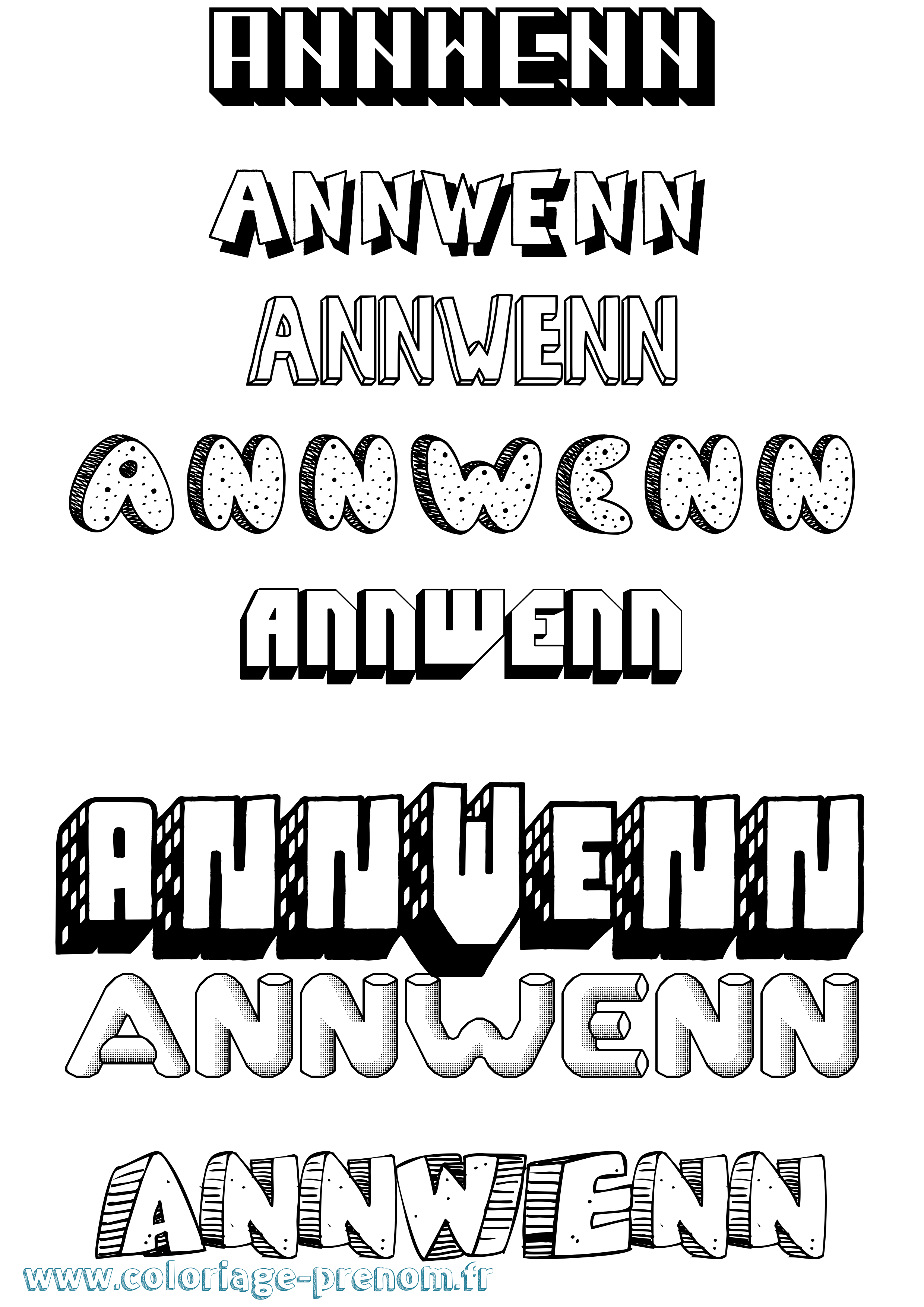 Coloriage Annwenn Effet 3D Coloriage prénom Annwenn Effet 3D