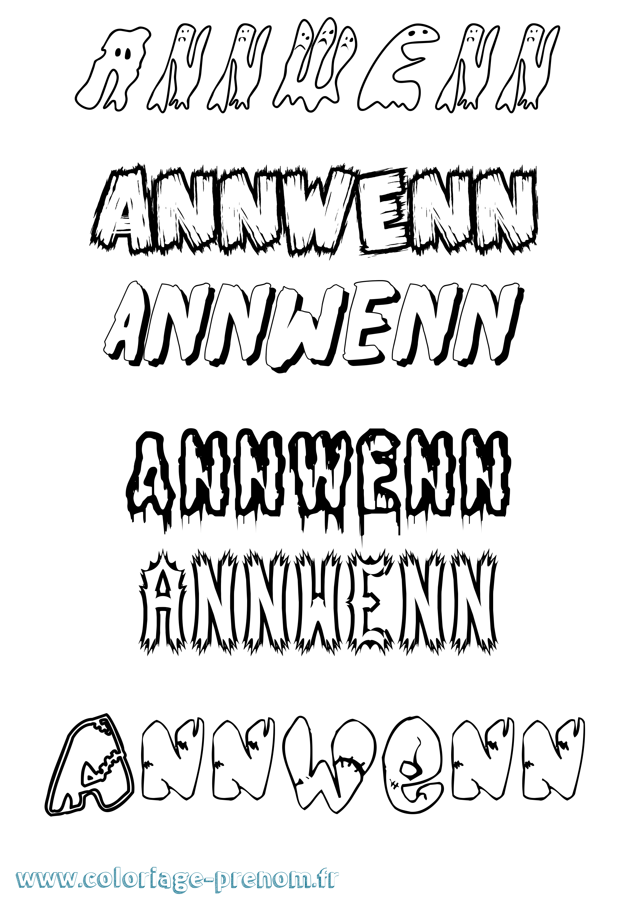 Coloriage Annwenn Frisson Coloriage prénom Annwenn Frisson