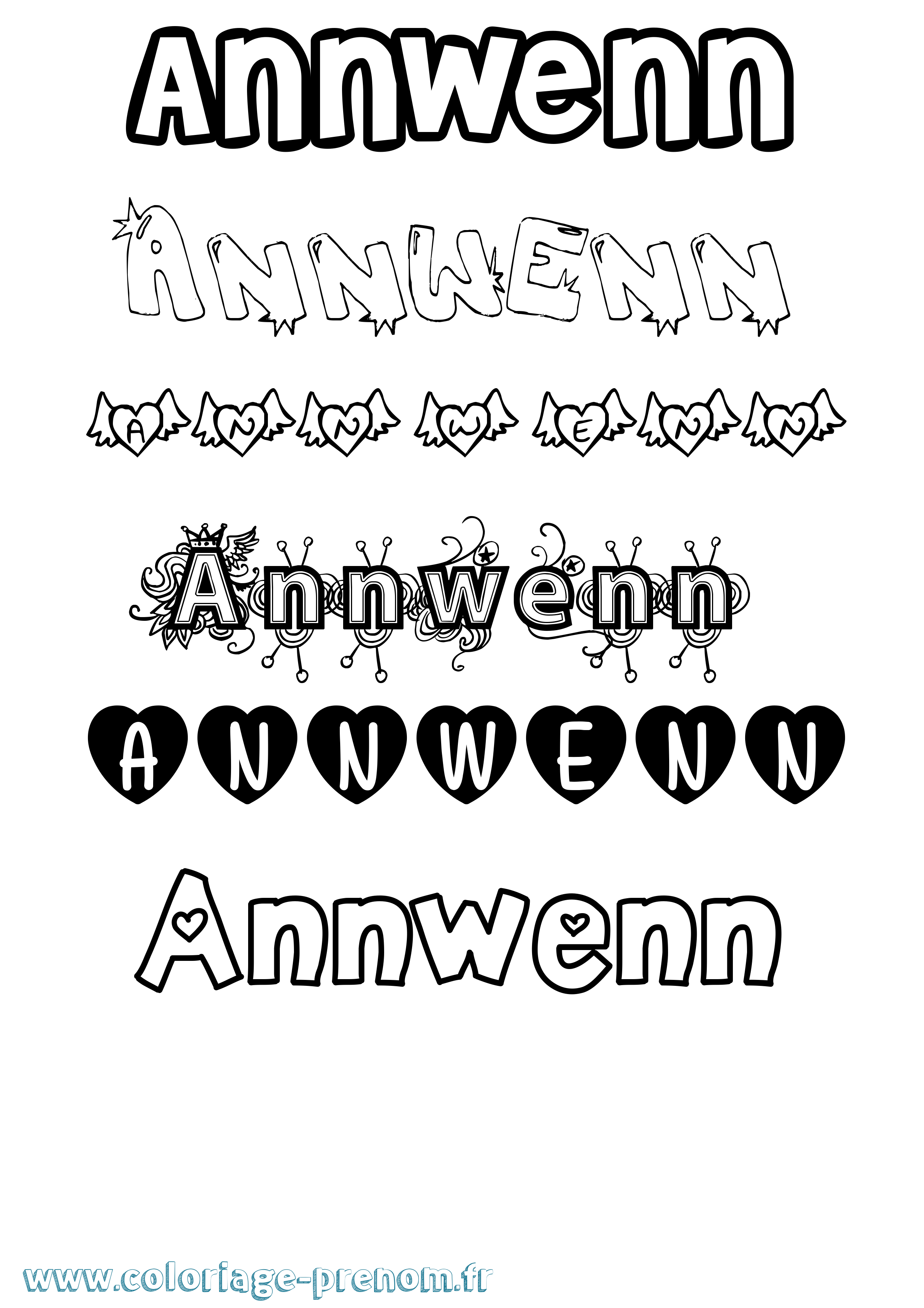 Coloriage Annwenn Girly Coloriage prénom Annwenn Girly