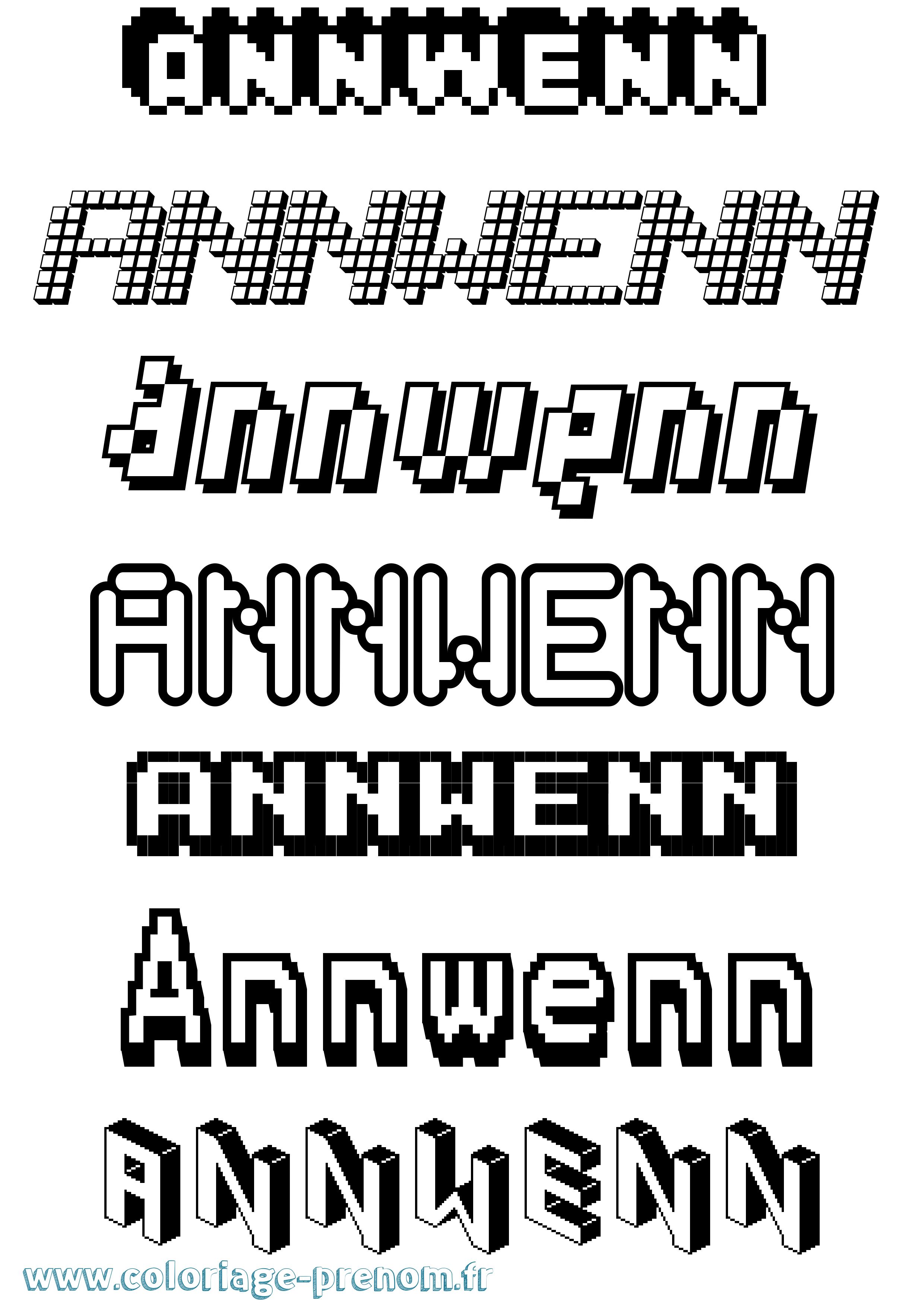 Coloriage Annwenn Pixel Coloriage prénom Annwenn Pixel