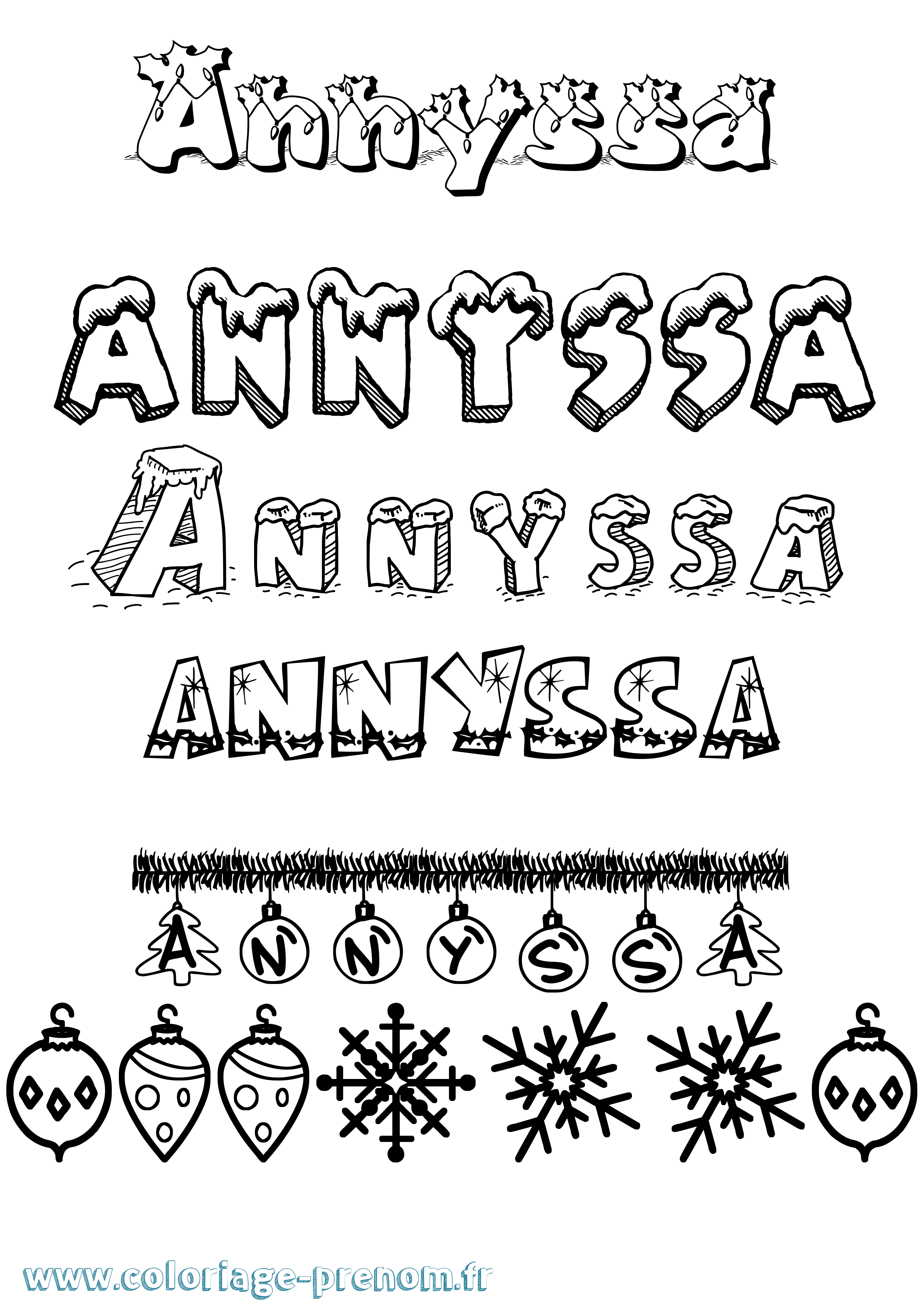 Coloriage Annyssa Noël Coloriage prénom Annyssa Noël