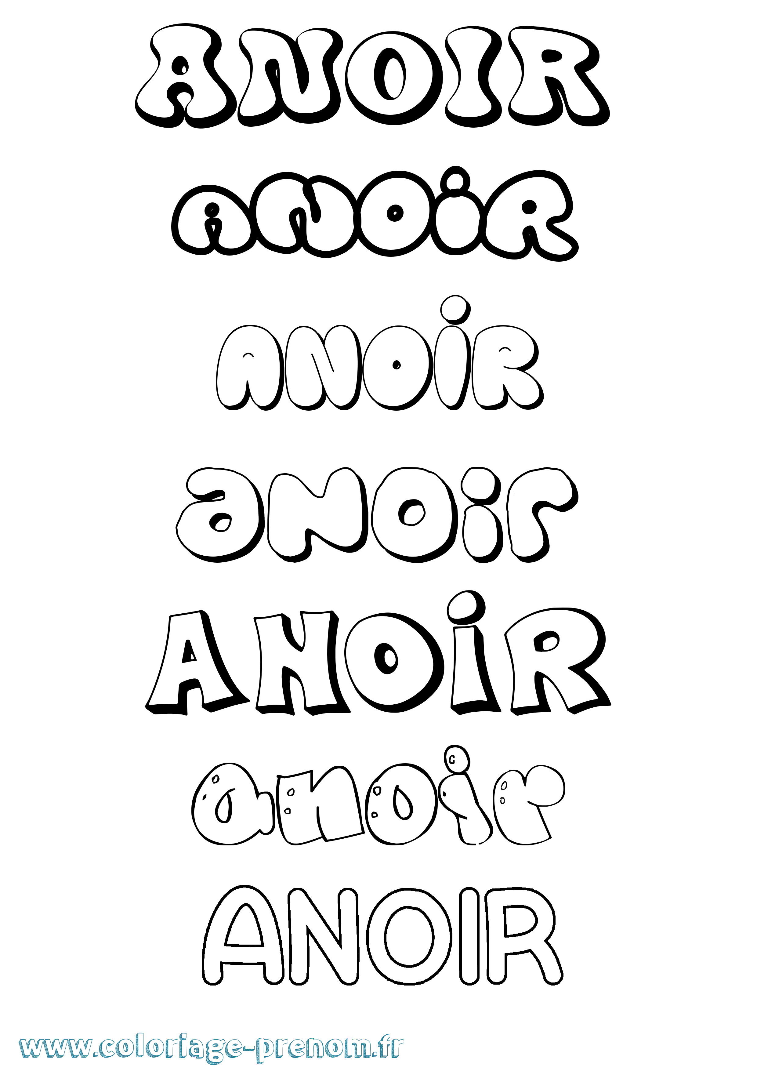 Coloriage Anoir Bubble Coloriage prénom Anoir Bubble