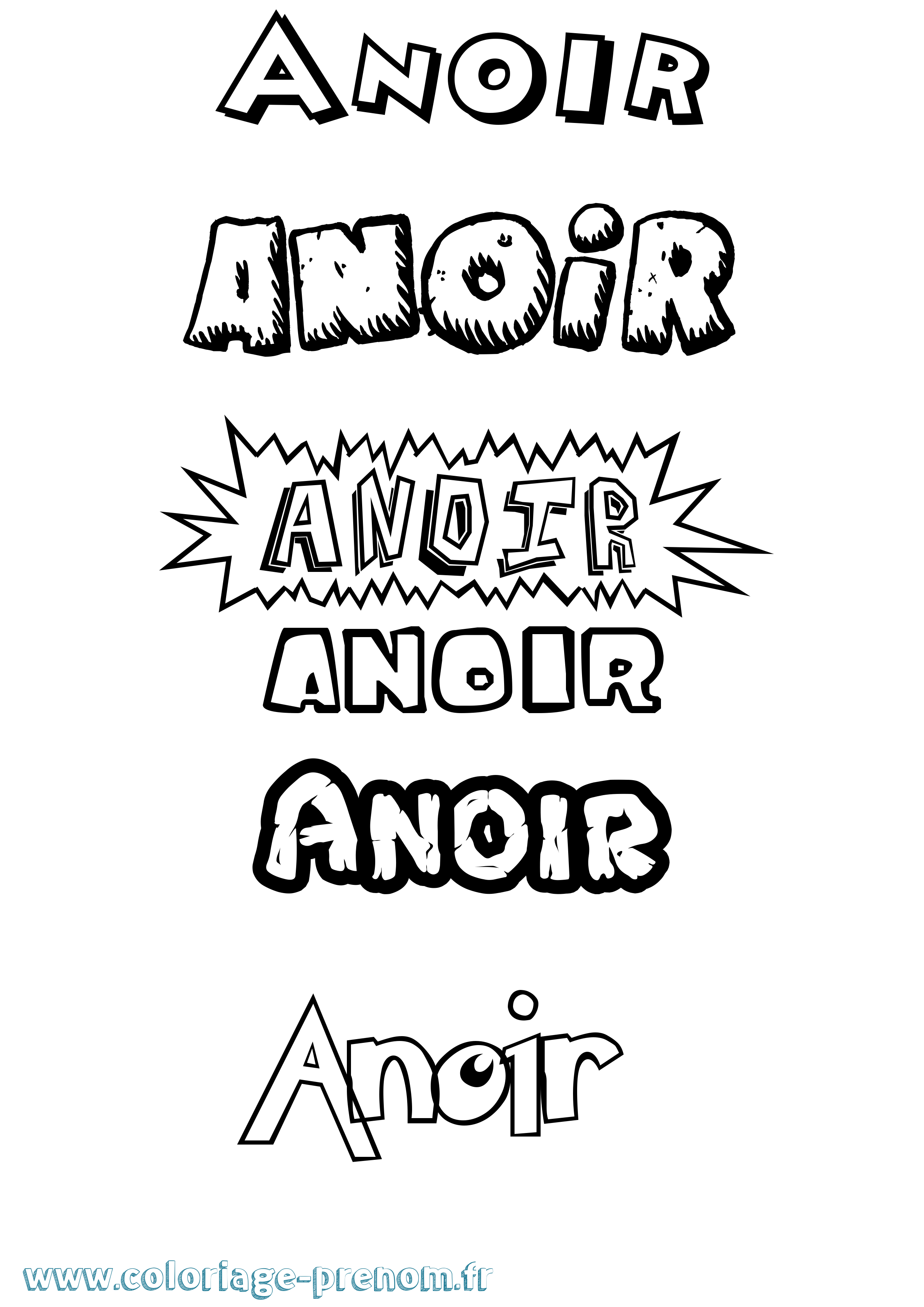 Coloriage Anoir Dessin Animé Coloriage prénom Anoir Dessin Animé