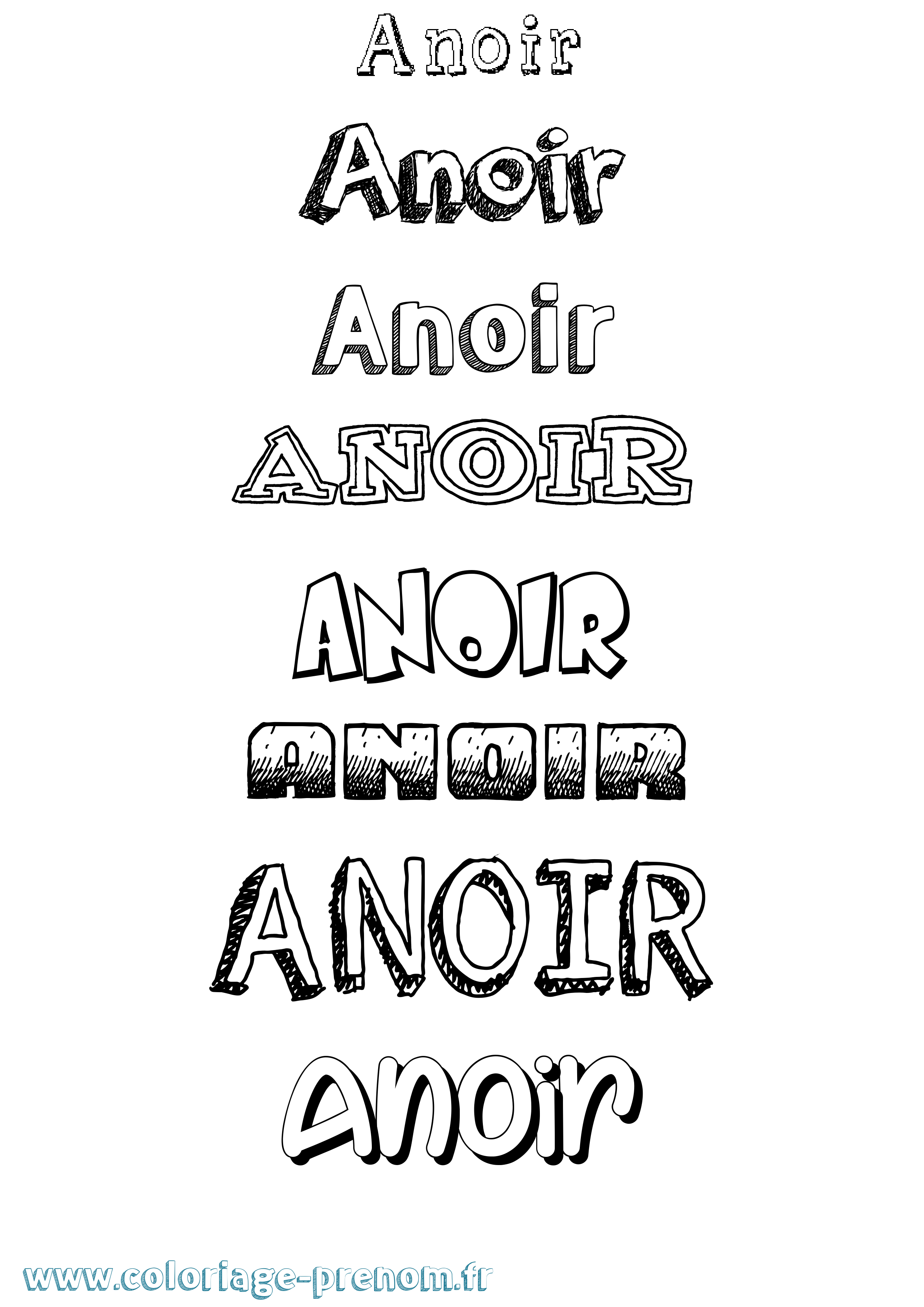 Coloriage Anoir Dessiné Coloriage prénom Anoir Dessiné
