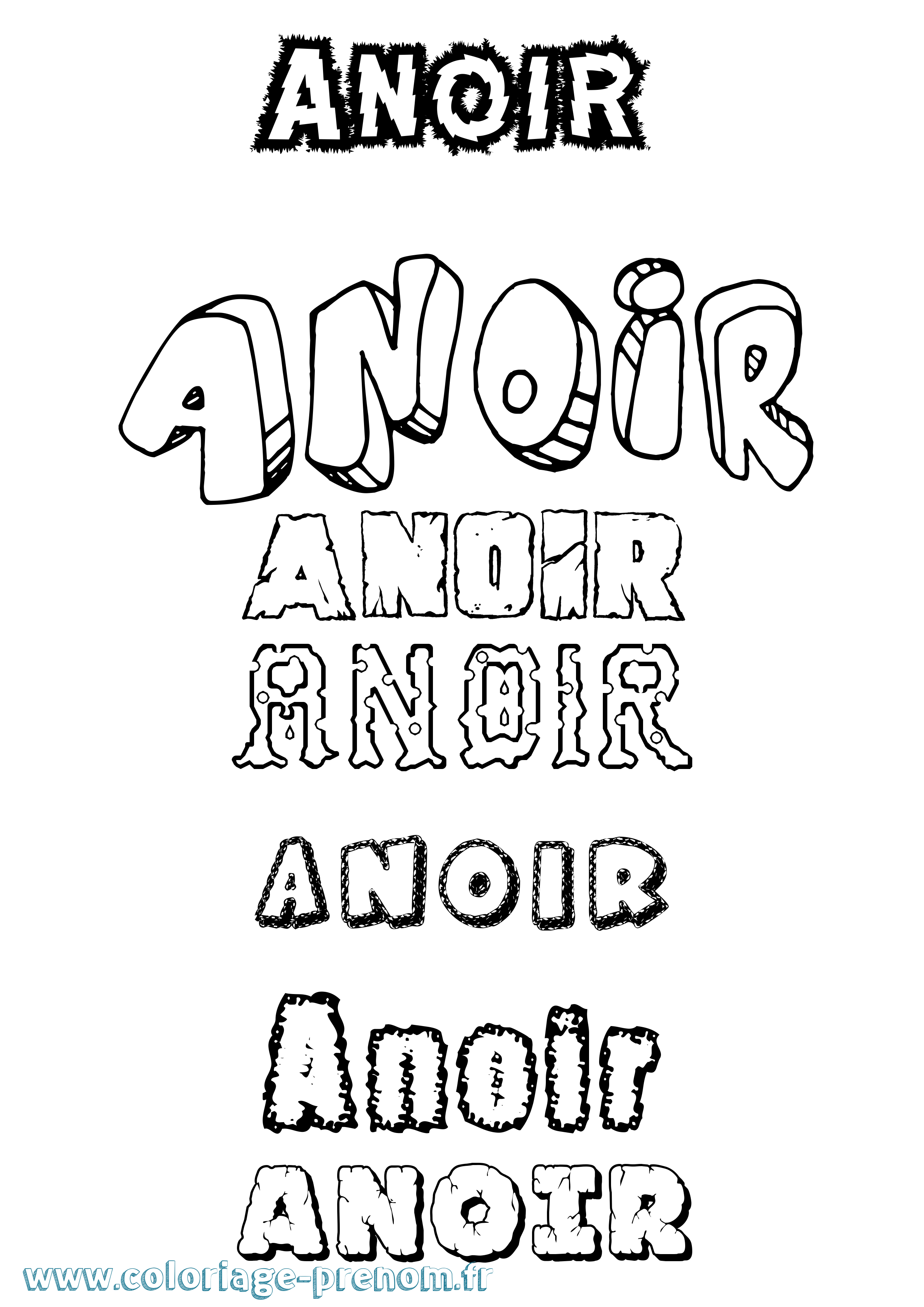 Coloriage Anoir Destructuré Coloriage prénom Anoir Destructuré