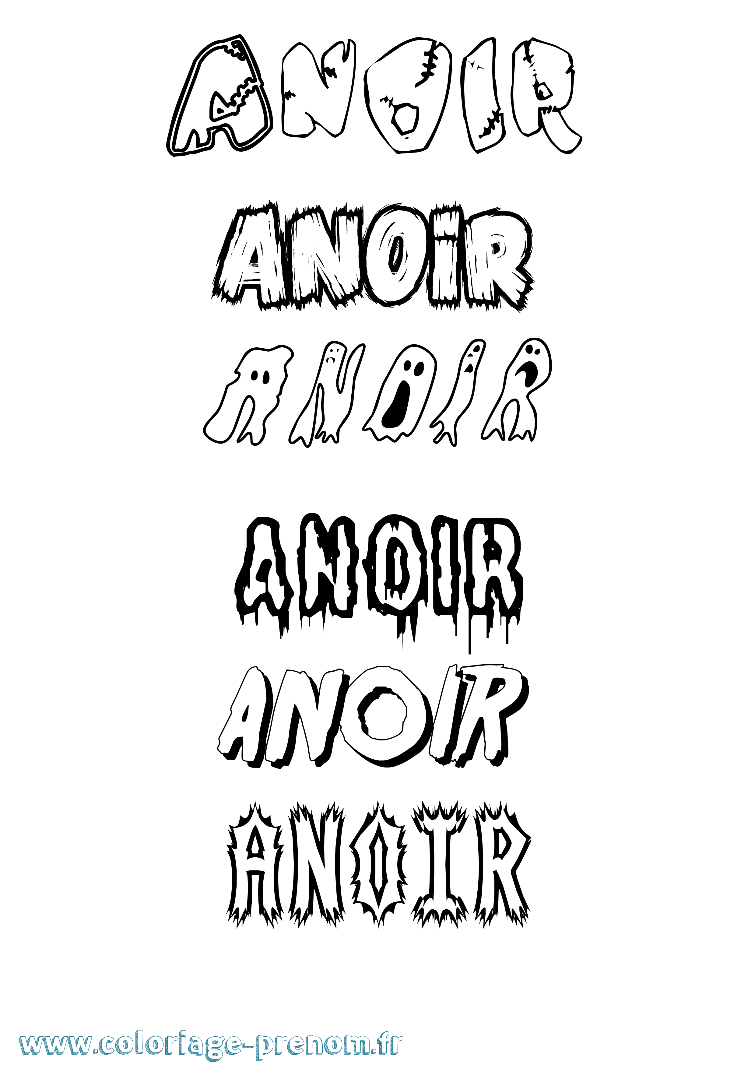Coloriage Anoir Frisson Coloriage prénom Anoir Frisson