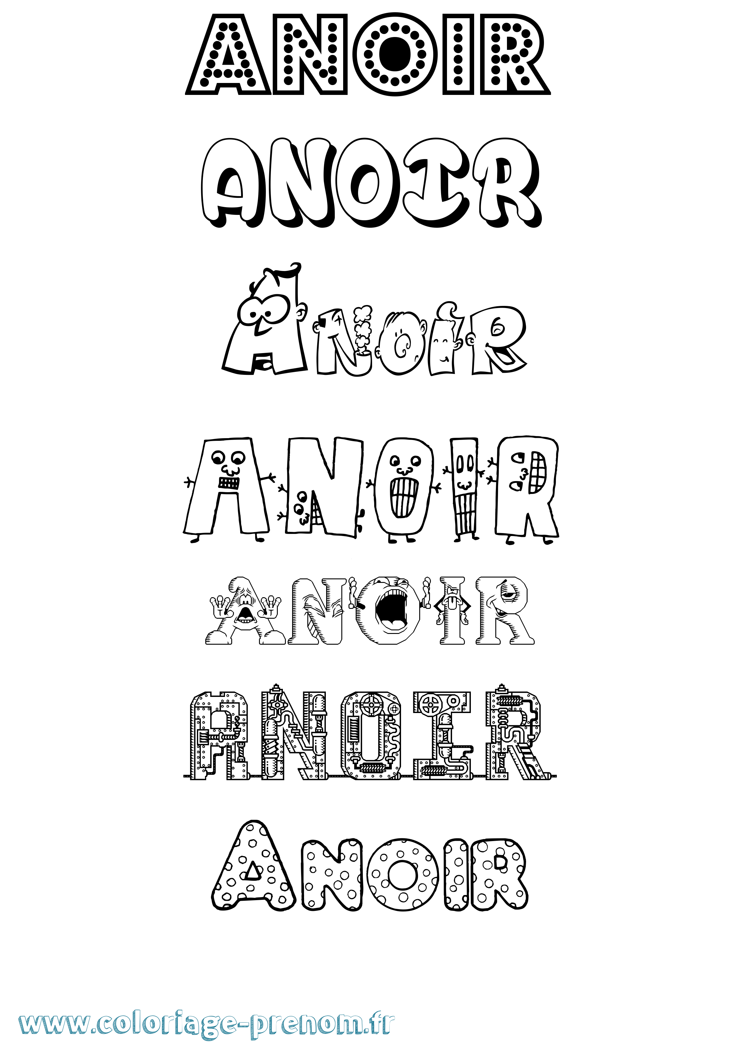 Coloriage Anoir Fun Coloriage prénom Anoir Fun