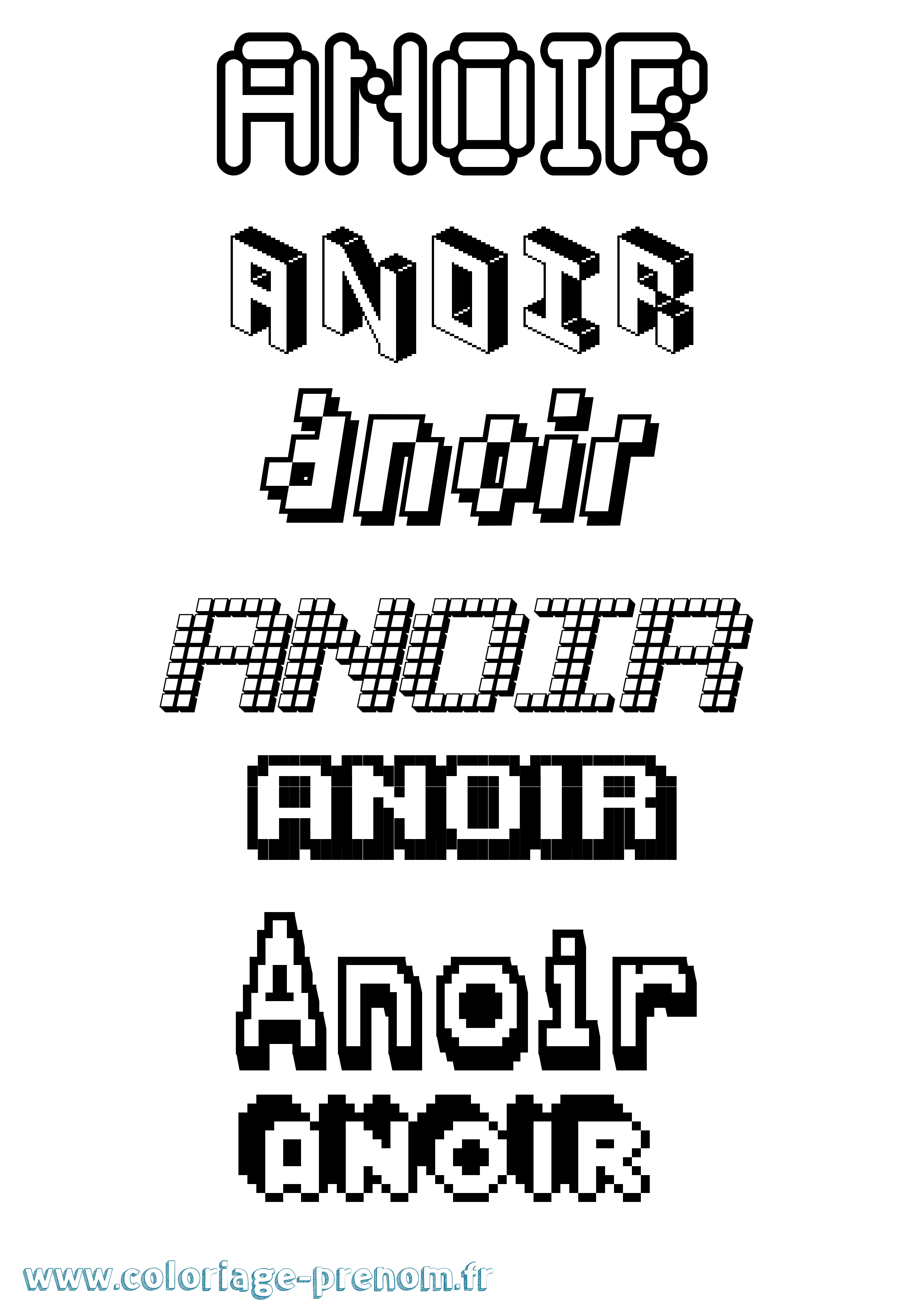 Coloriage Anoir Pixel Coloriage prénom Anoir Pixel