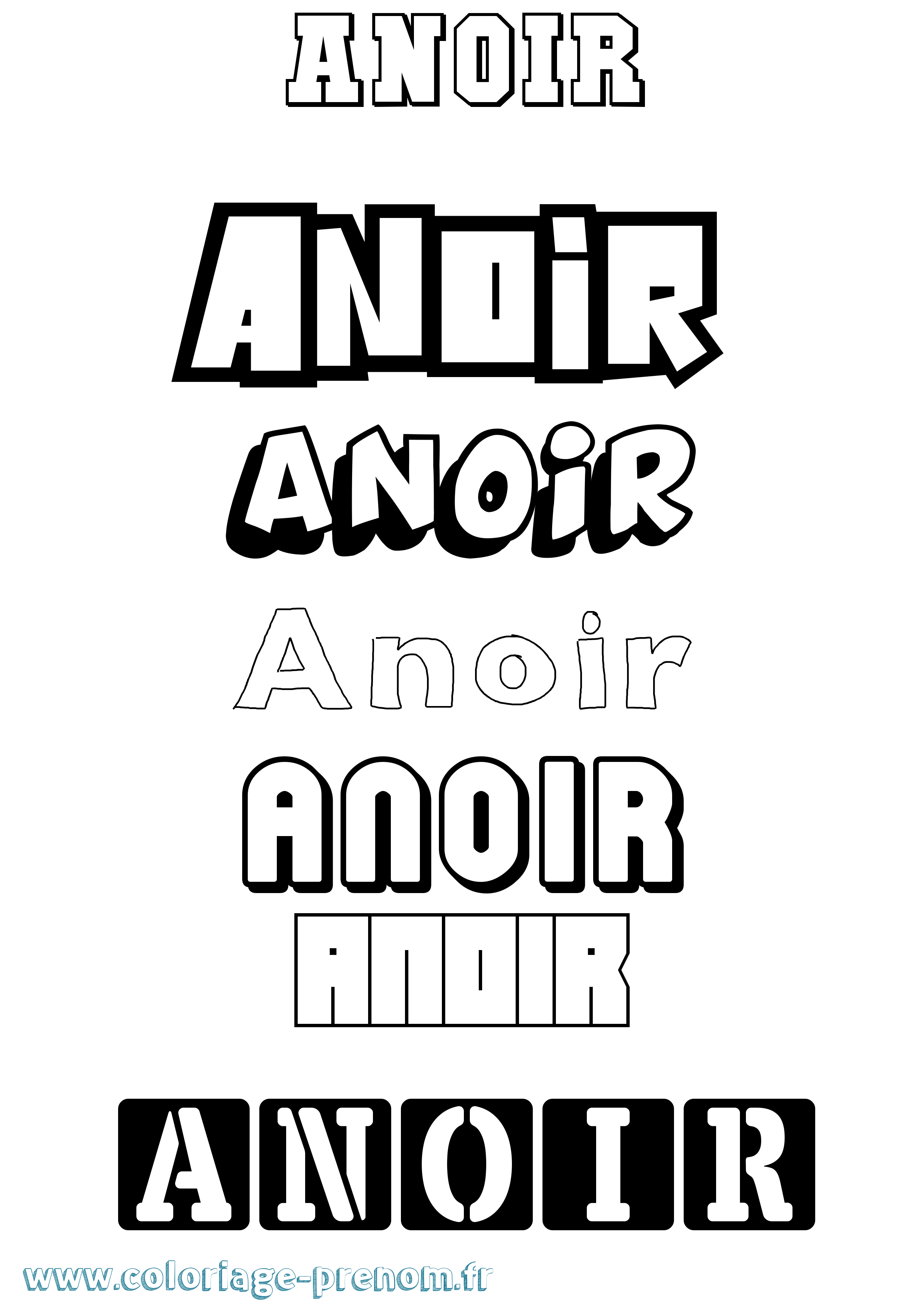 Coloriage Anoir Simple Coloriage prénom Anoir Simple