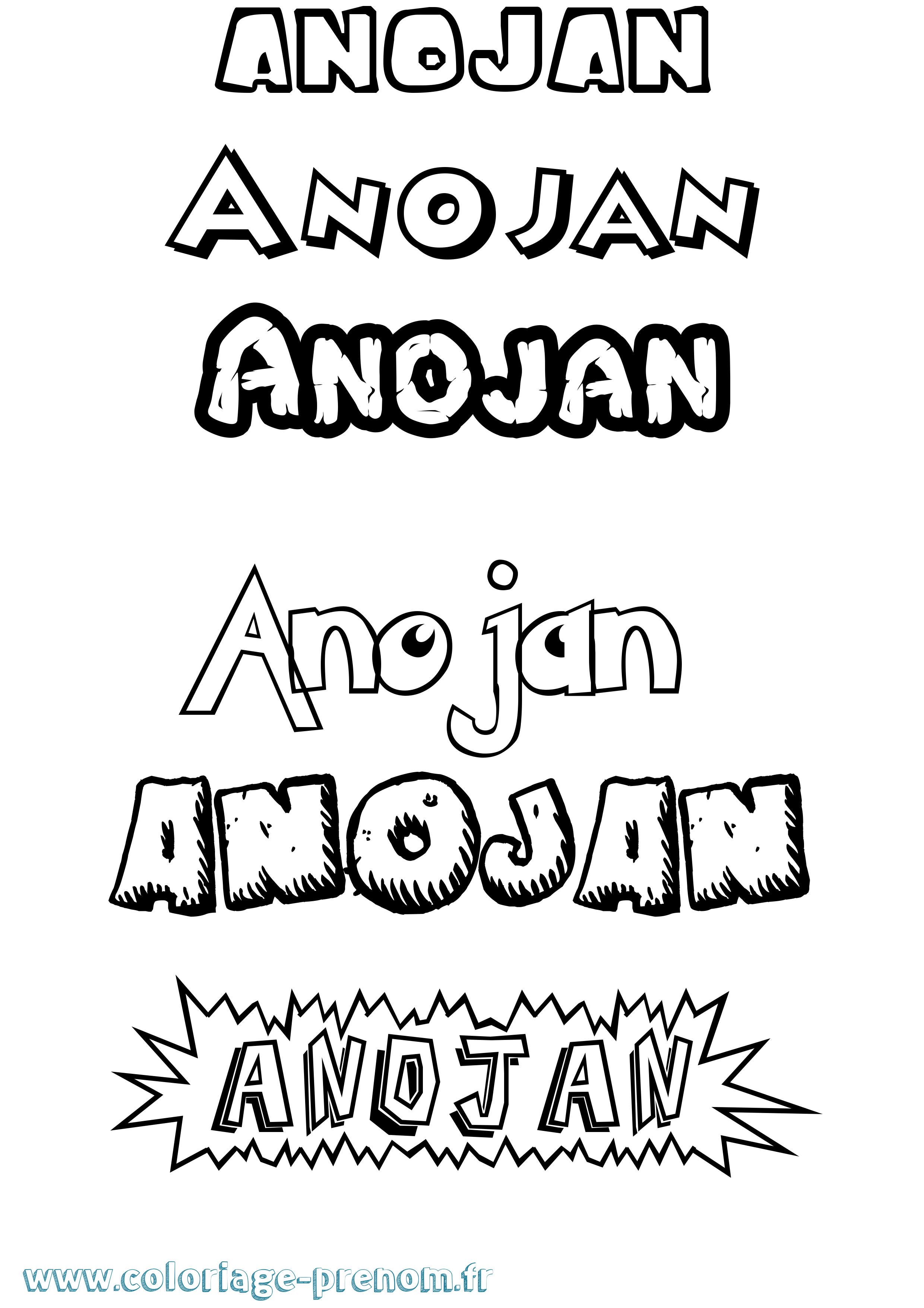 Coloriage Anojan Dessin Animé Coloriage prénom Anojan Dessin Animé
