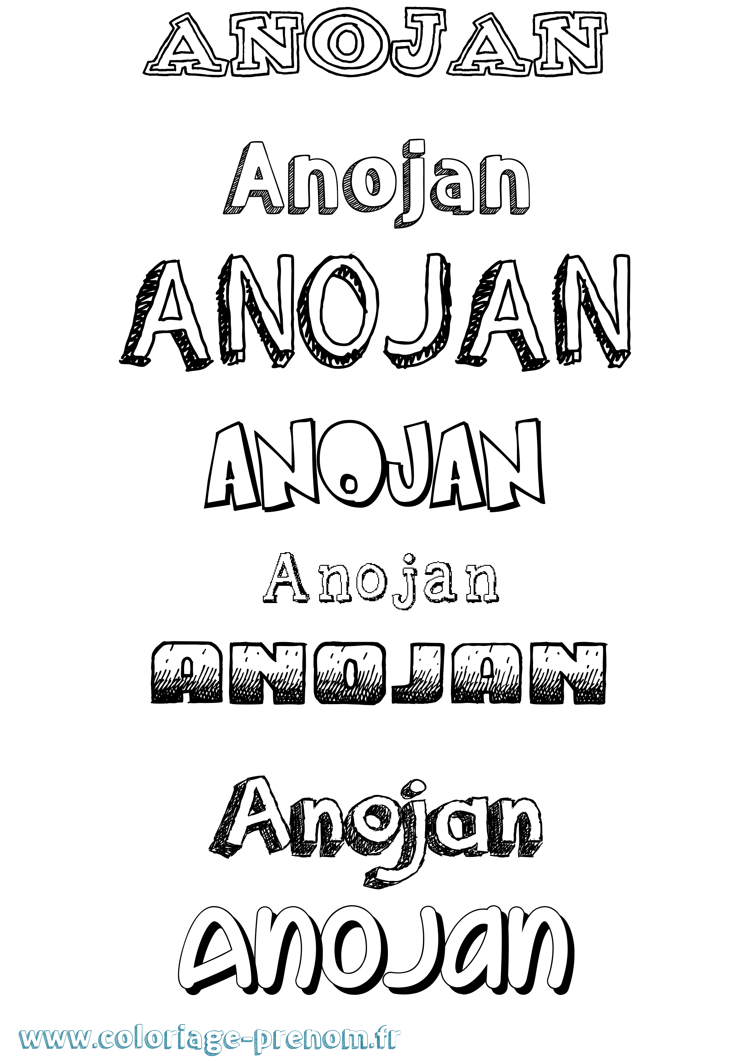 Coloriage Anojan Dessiné Coloriage prénom Anojan Dessiné