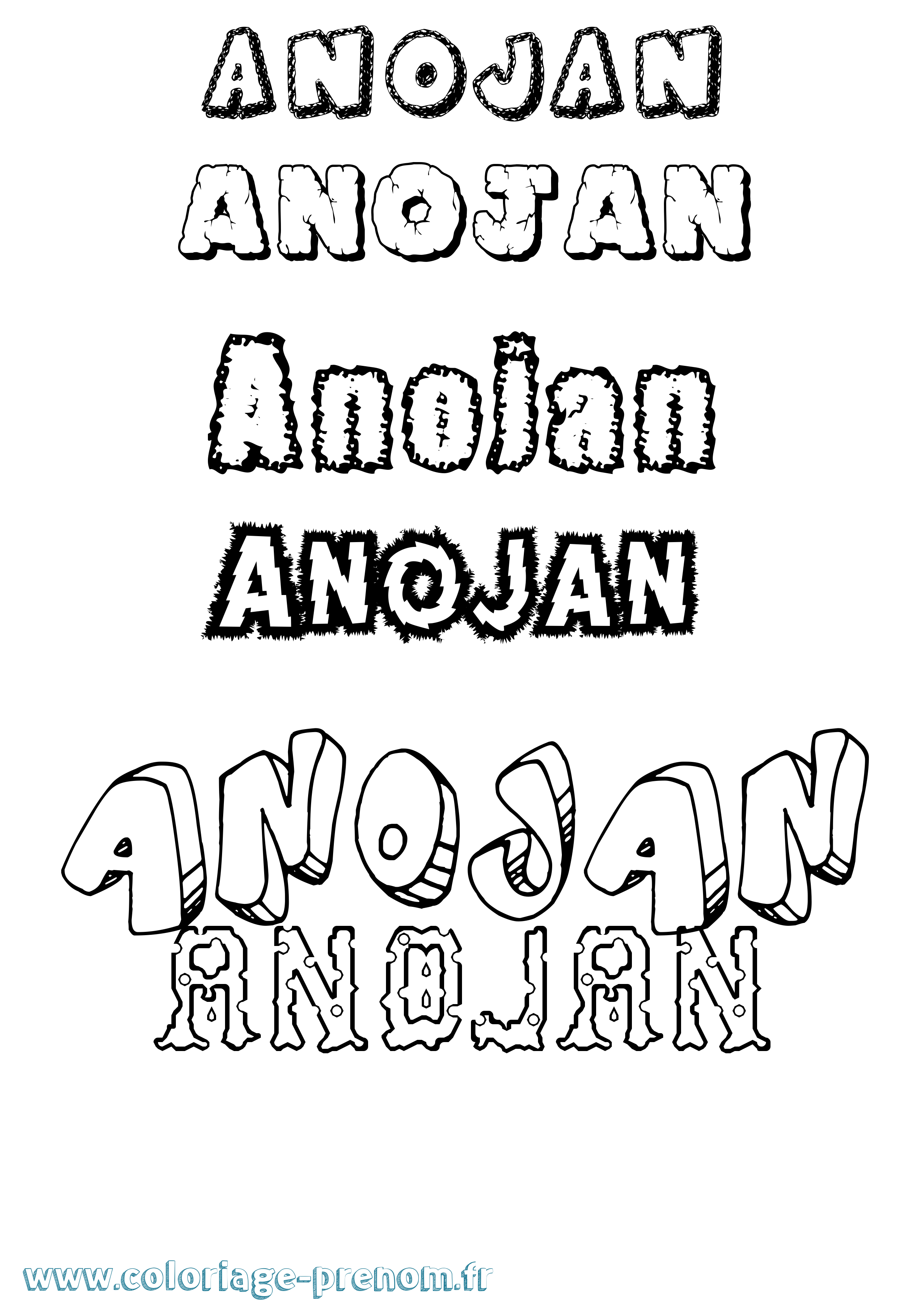 Coloriage Anojan Destructuré Coloriage prénom Anojan Destructuré