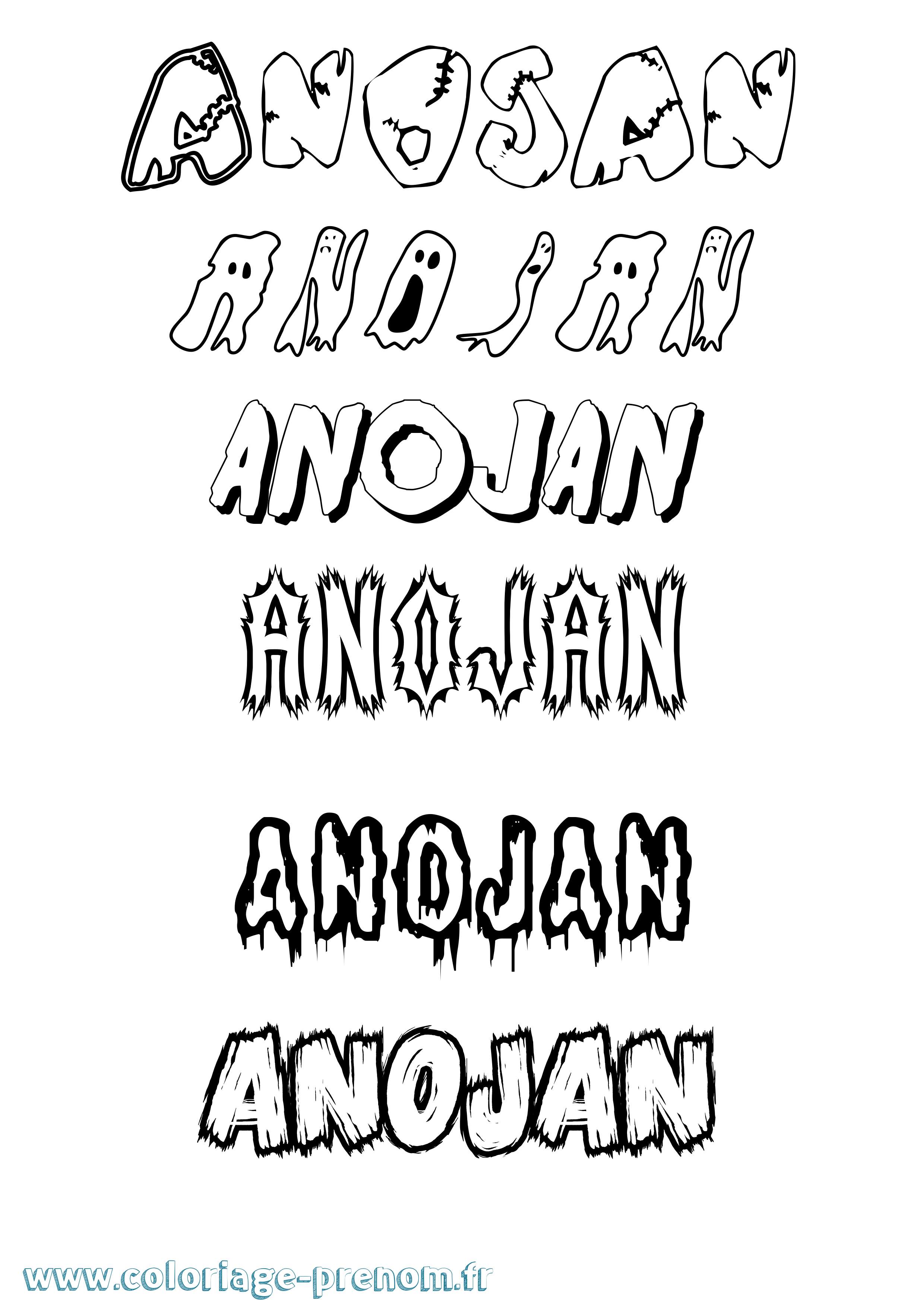 Coloriage Anojan Frisson Coloriage prénom Anojan Frisson