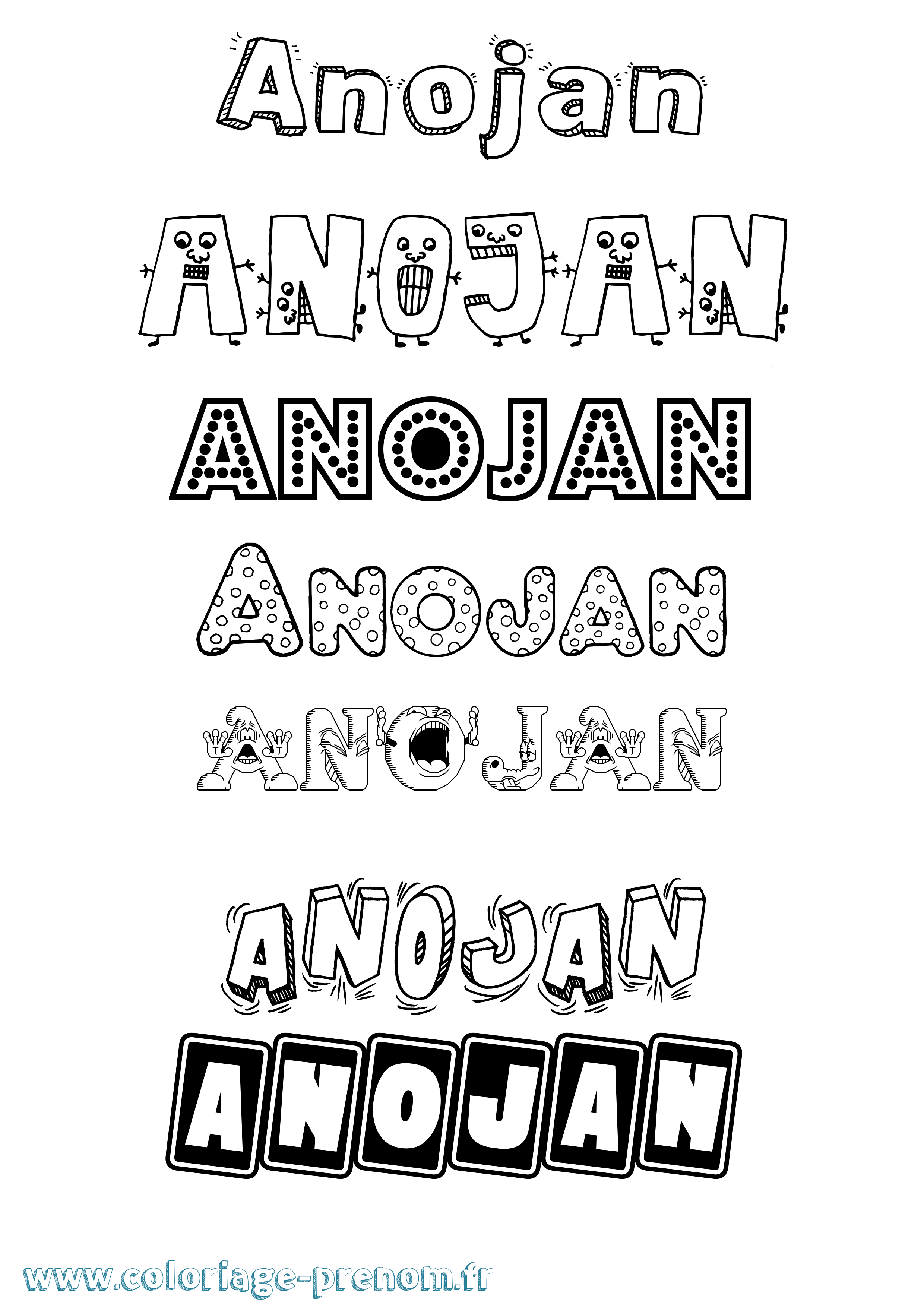 Coloriage Anojan Fun Coloriage prénom Anojan Fun