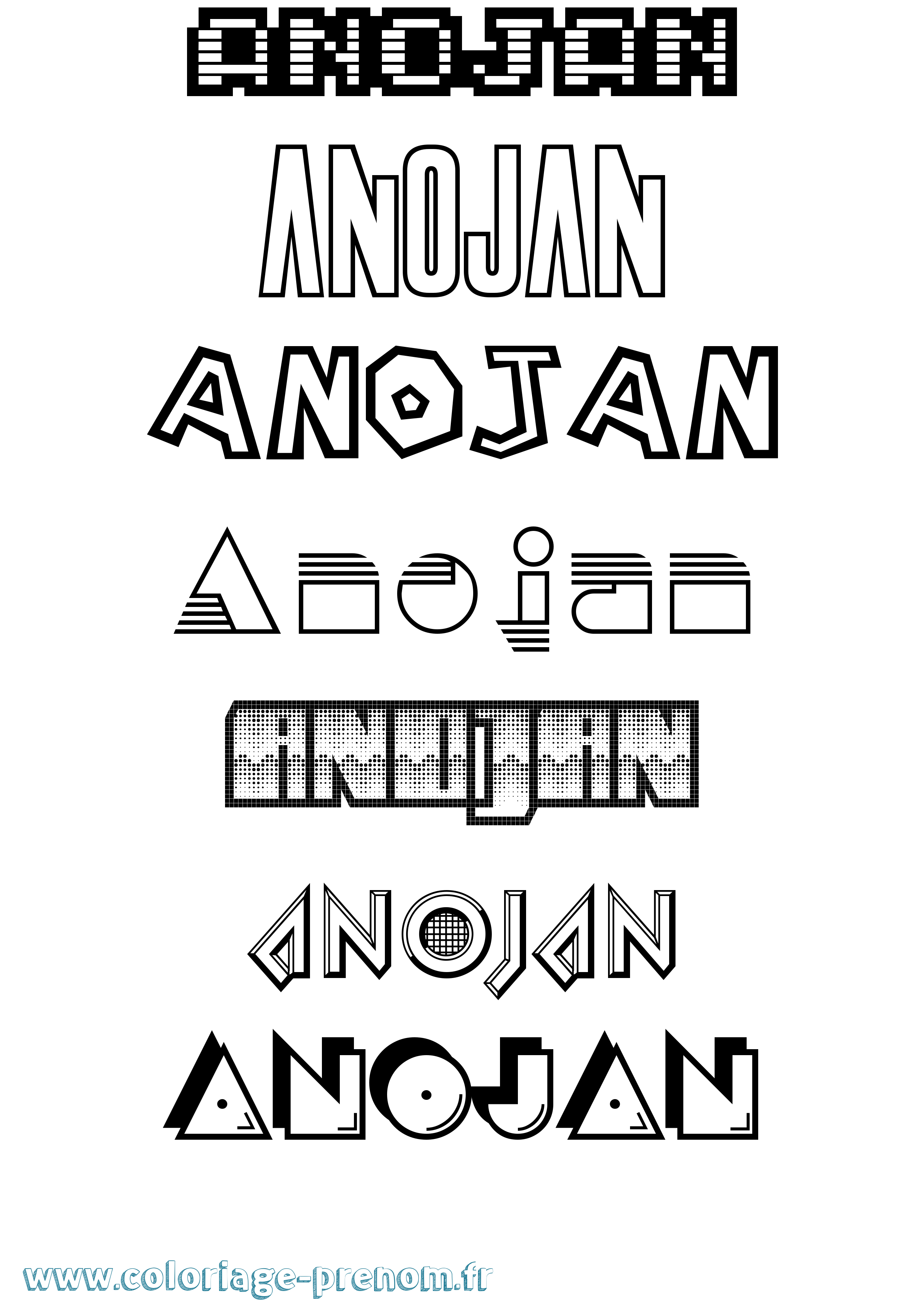 Coloriage Anojan Jeux Vidéos Coloriage prénom Anojan Jeux Vidéos