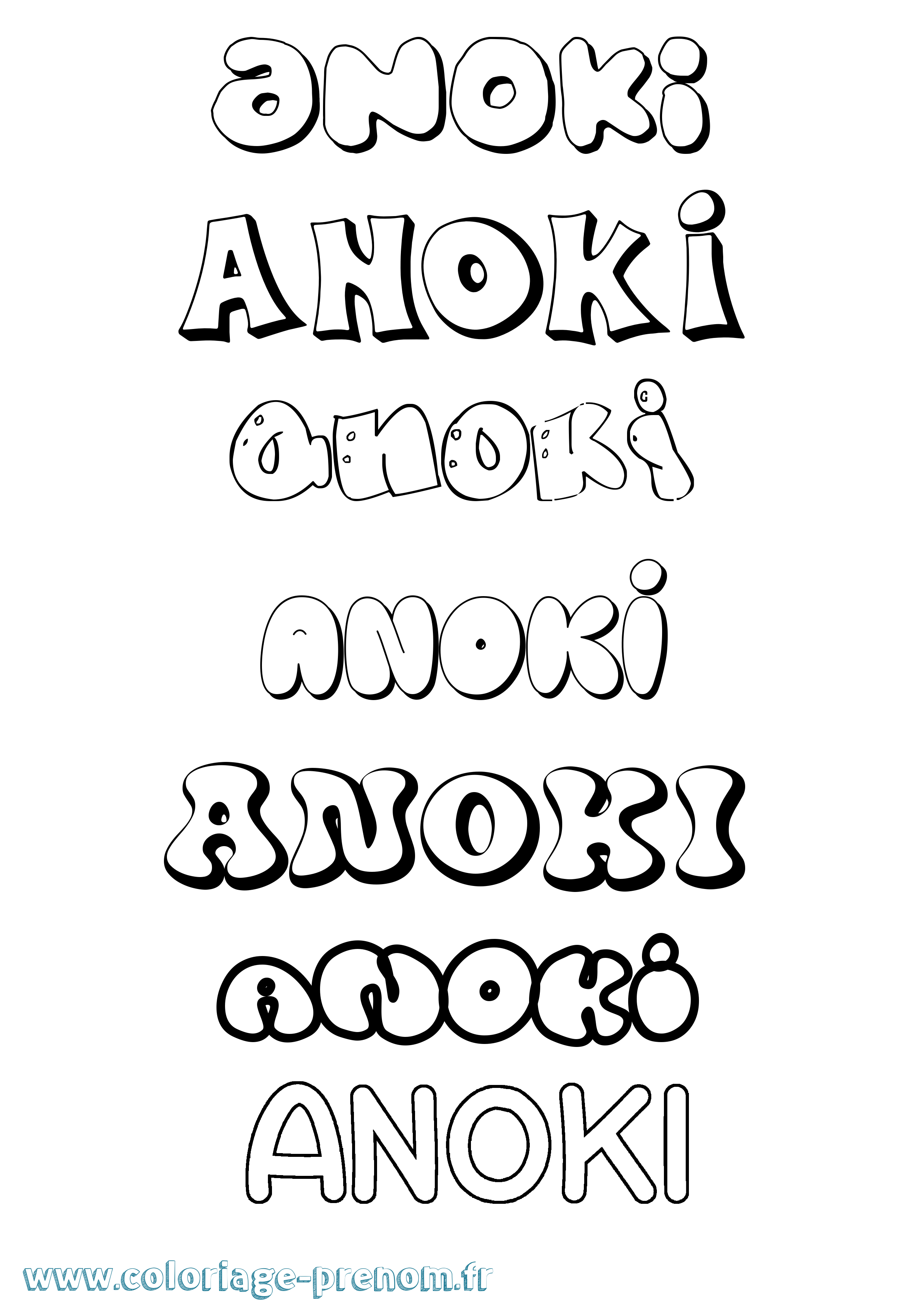 Coloriage Anoki Bubble Coloriage prénom Anoki Bubble
