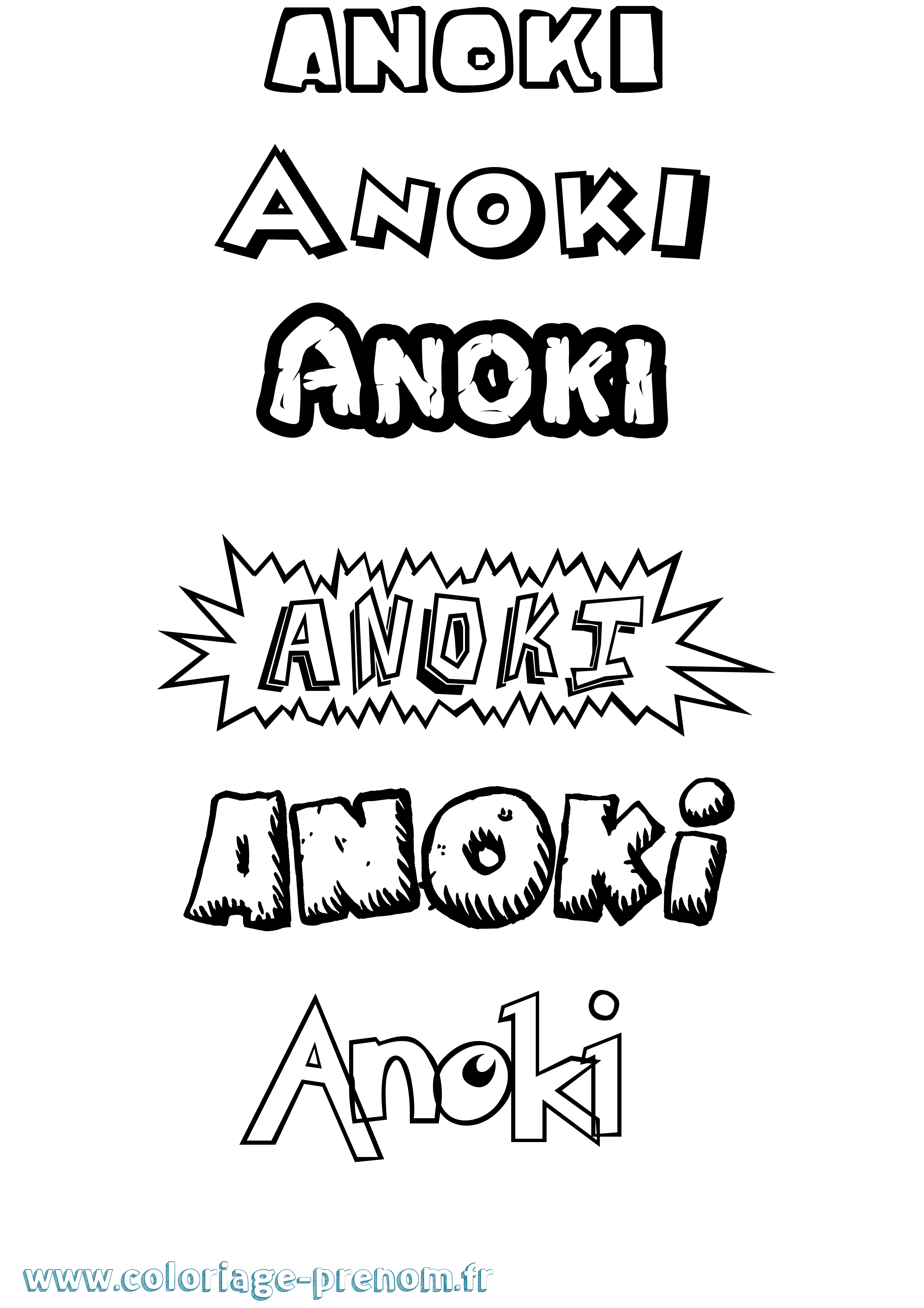 Coloriage Anoki Dessin Animé Coloriage prénom Anoki Dessin Animé
