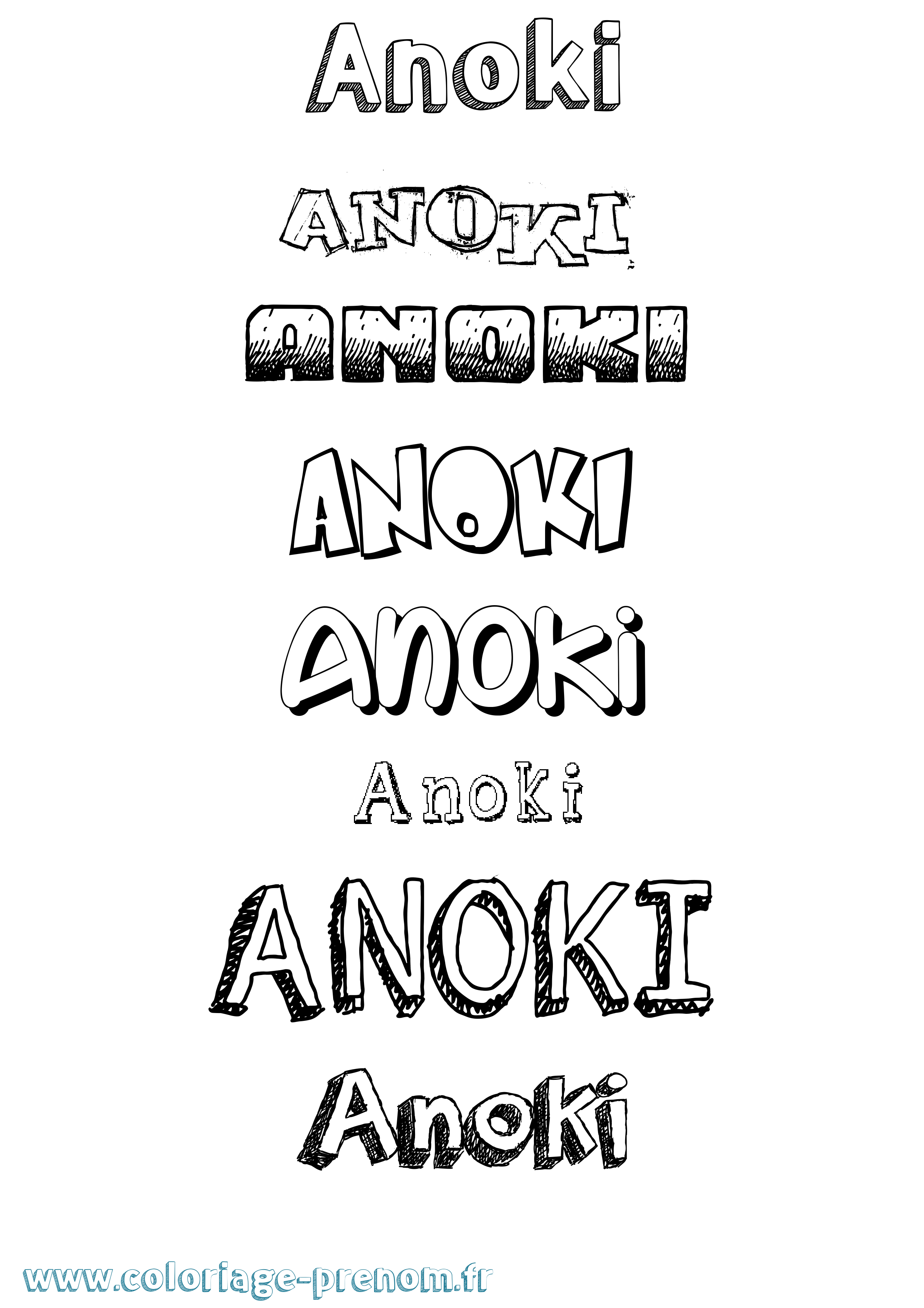 Coloriage Anoki Dessiné Coloriage prénom Anoki Dessiné