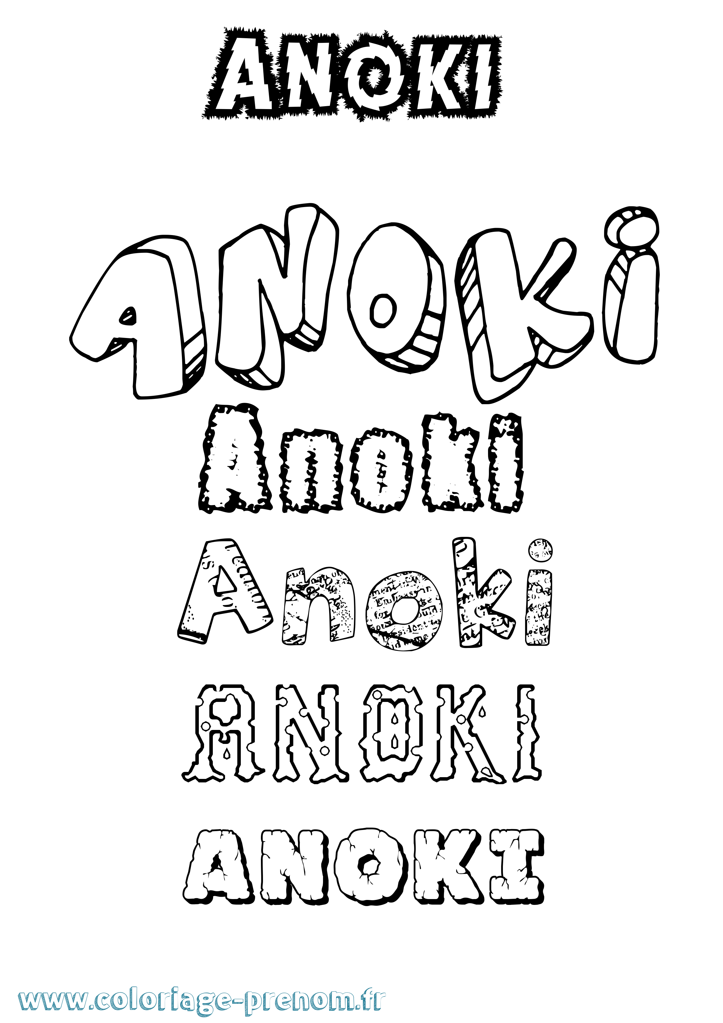 Coloriage Anoki Destructuré Coloriage prénom Anoki Destructuré