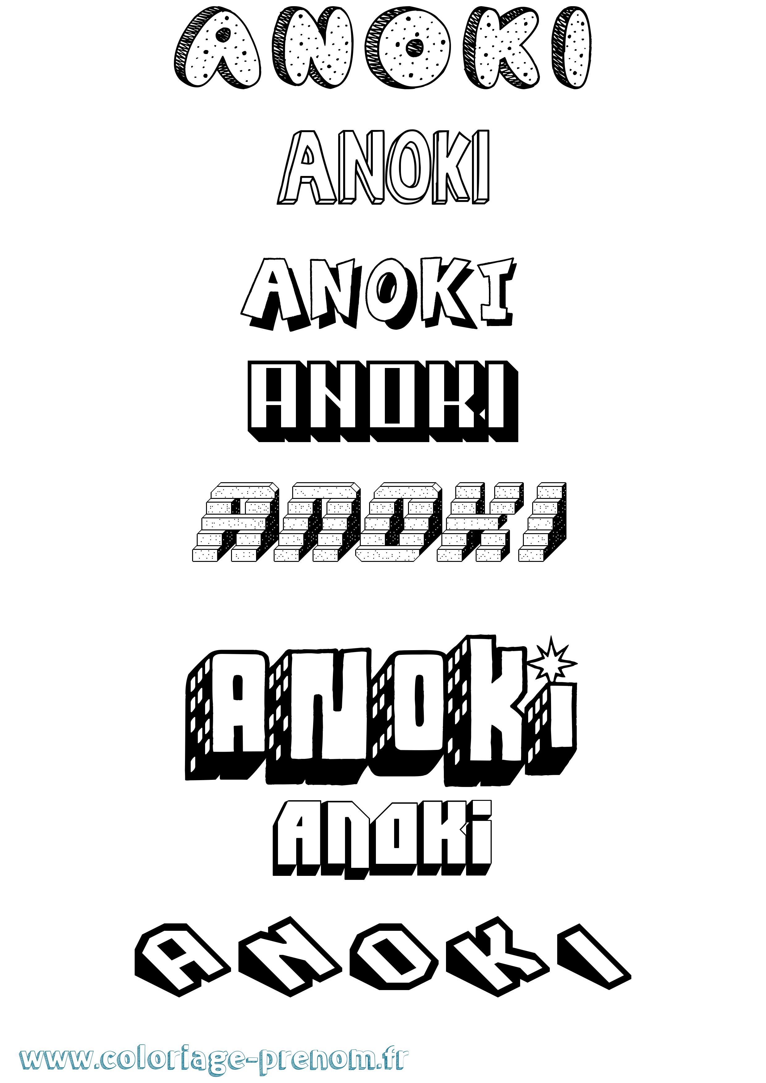 Coloriage Anoki Effet 3D Coloriage prénom Anoki Effet 3D