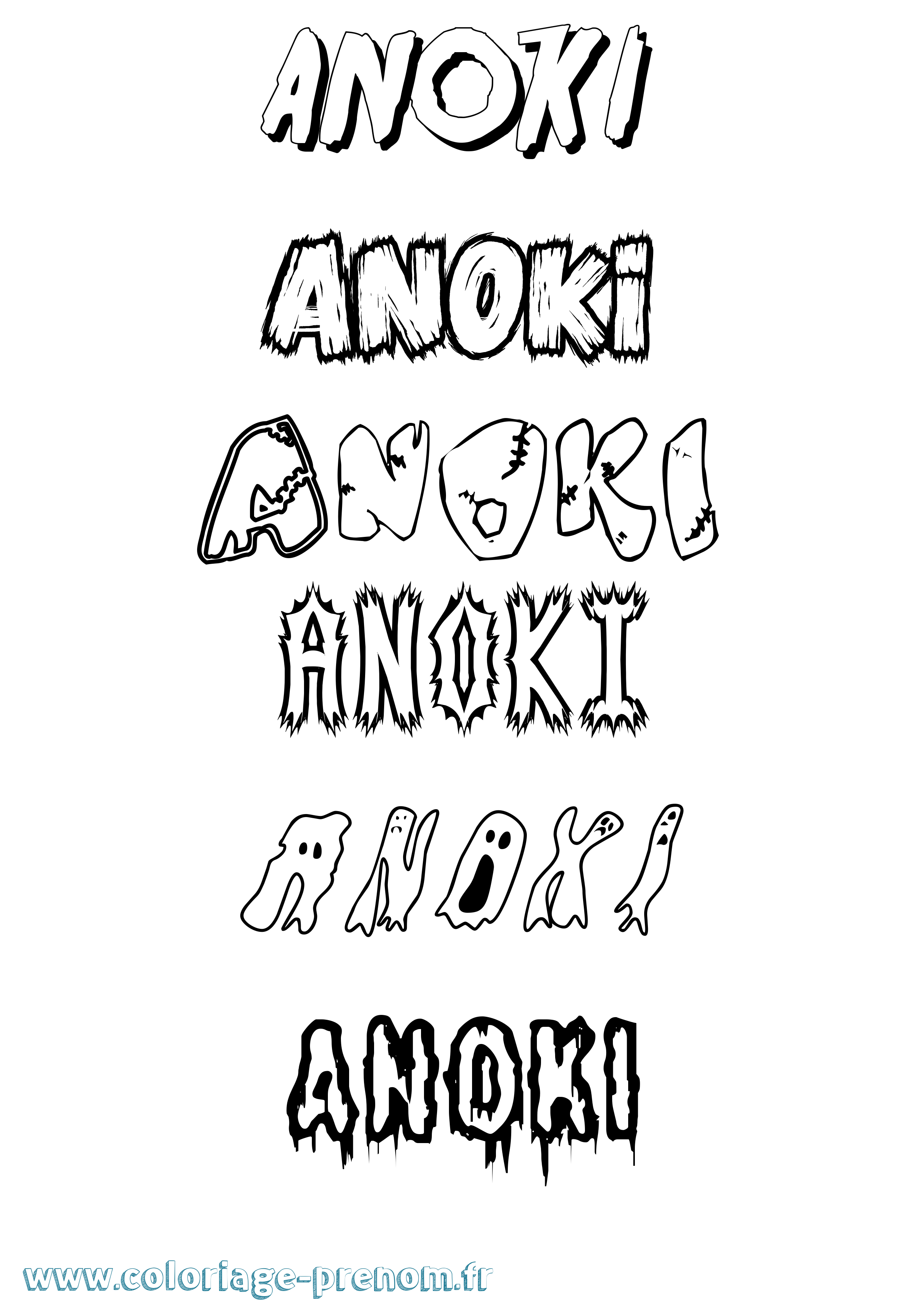 Coloriage Anoki Frisson Coloriage prénom Anoki Frisson
