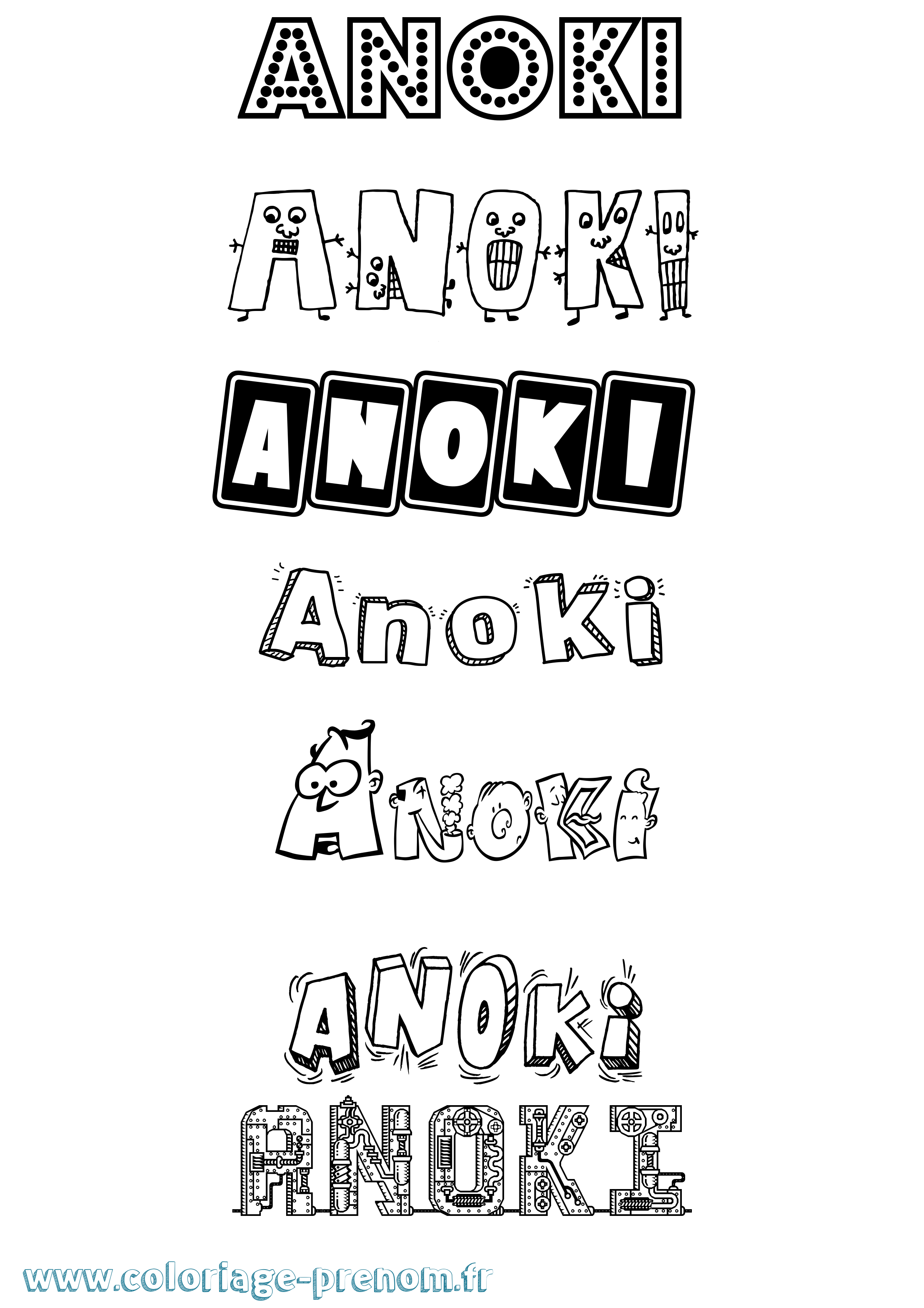 Coloriage Anoki Fun Coloriage prénom Anoki Fun