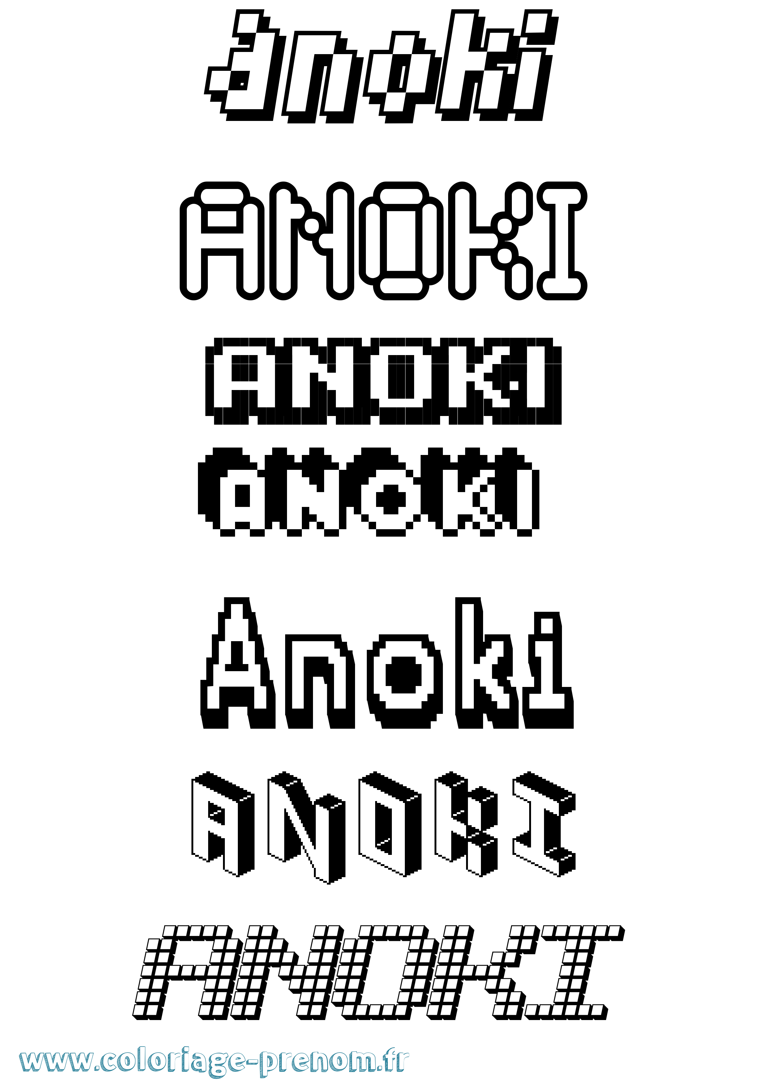 Coloriage Anoki Pixel Coloriage prénom Anoki Pixel