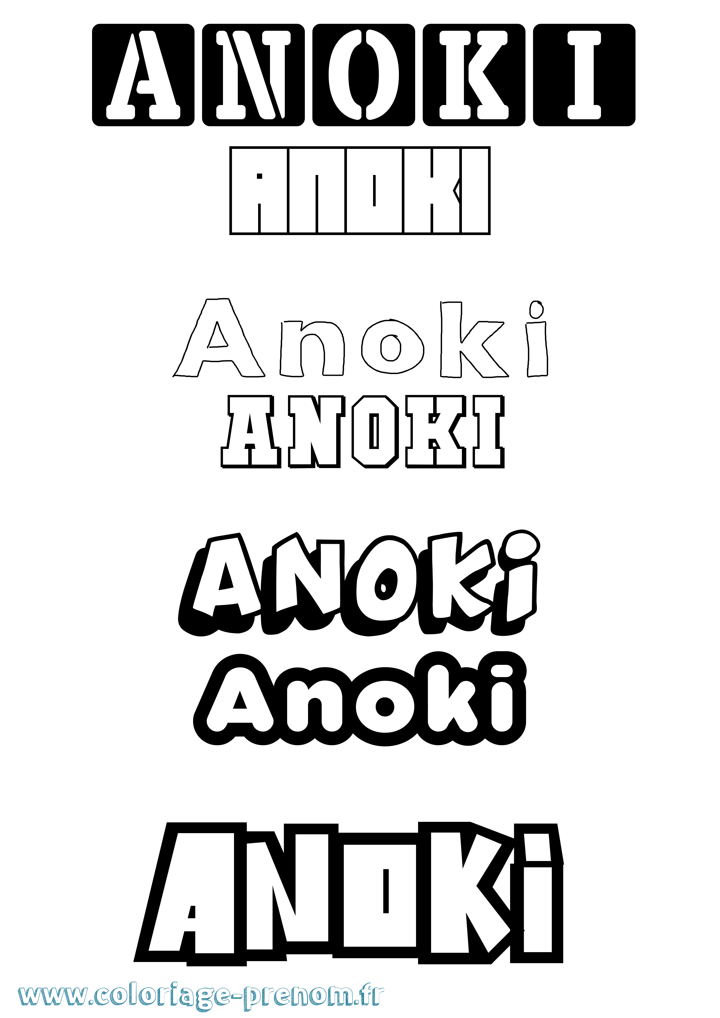 Coloriage Anoki Simple Coloriage prénom Anoki Simple