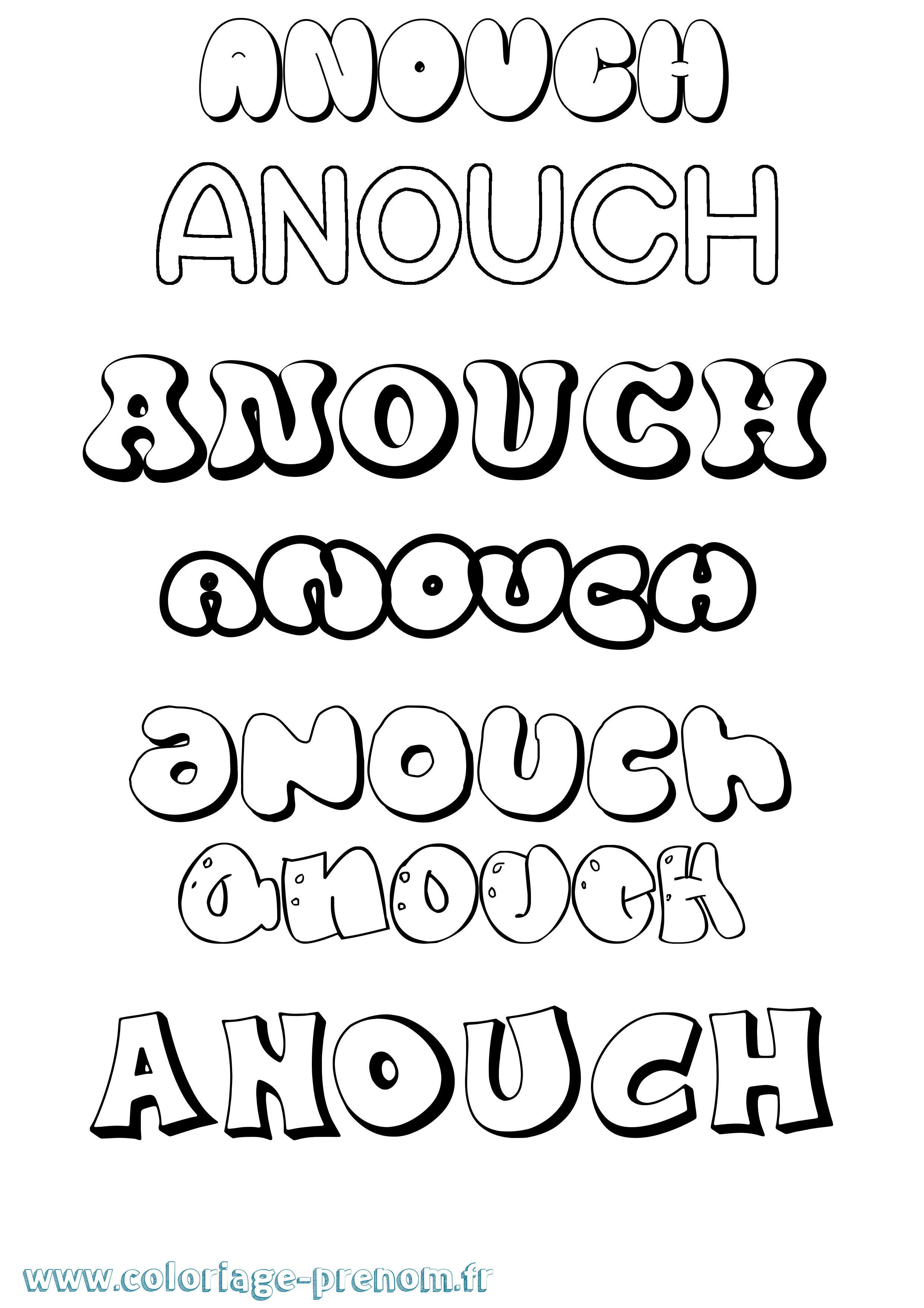 Coloriage Anouch Bubble Coloriage prénom Anouch Bubble