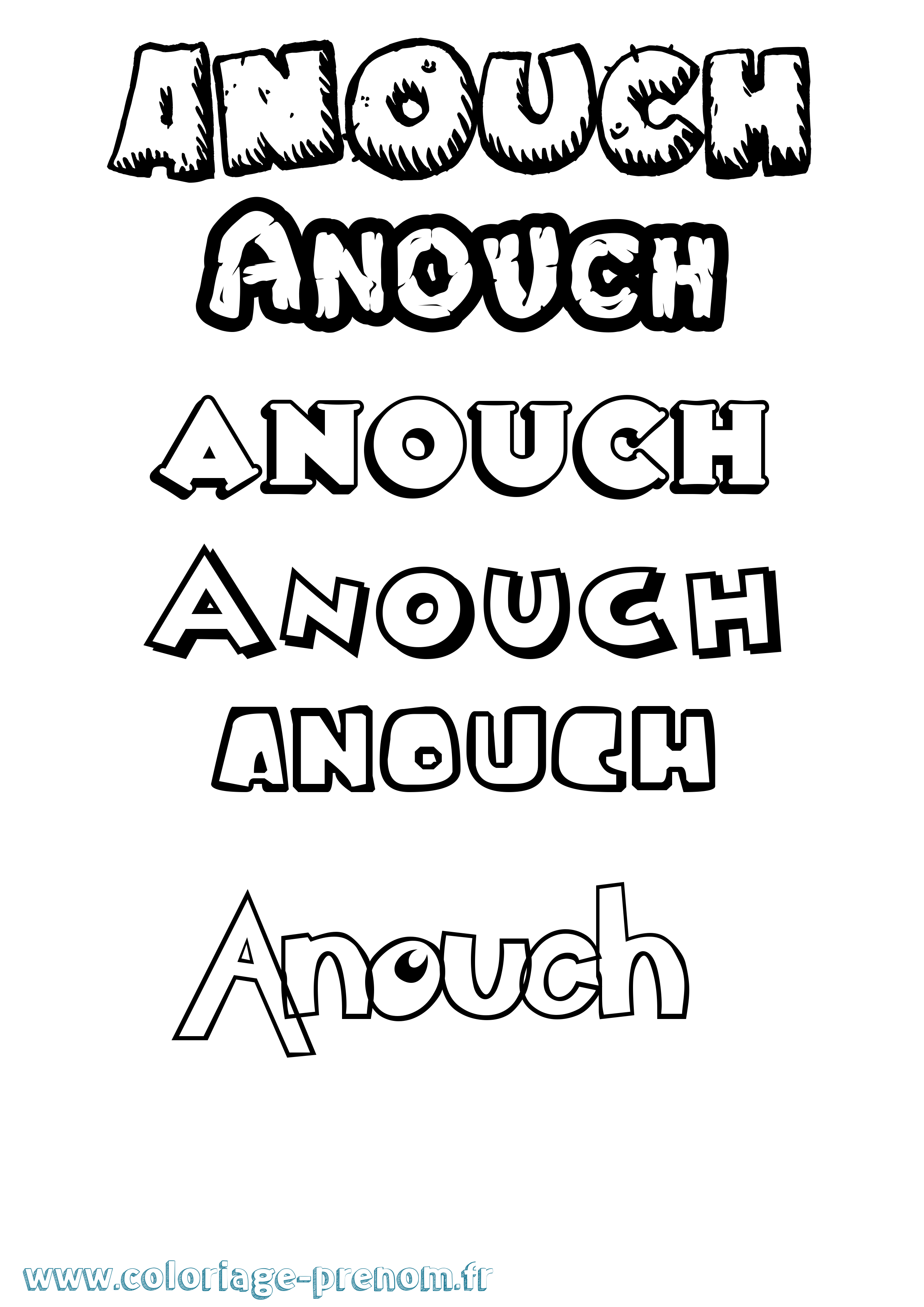 Coloriage Anouch Dessin Animé Coloriage prénom Anouch Dessin Animé