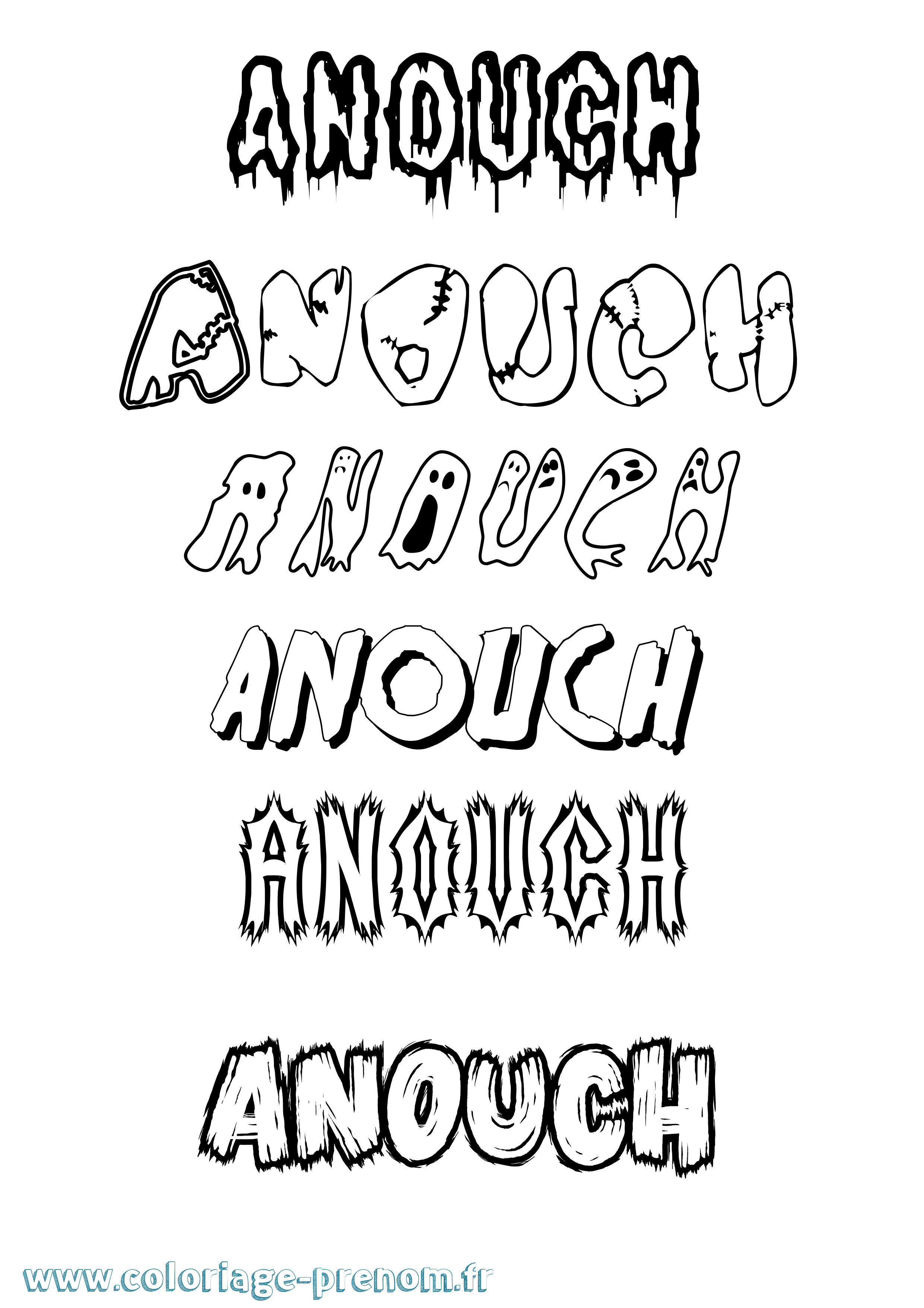 Coloriage Anouch Frisson Coloriage prénom Anouch Frisson