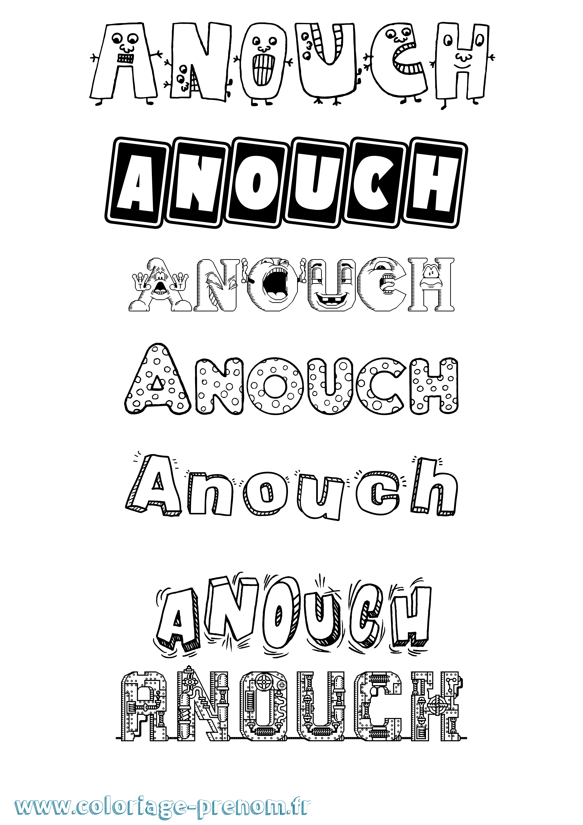 Coloriage Anouch Fun Coloriage prénom Anouch Fun