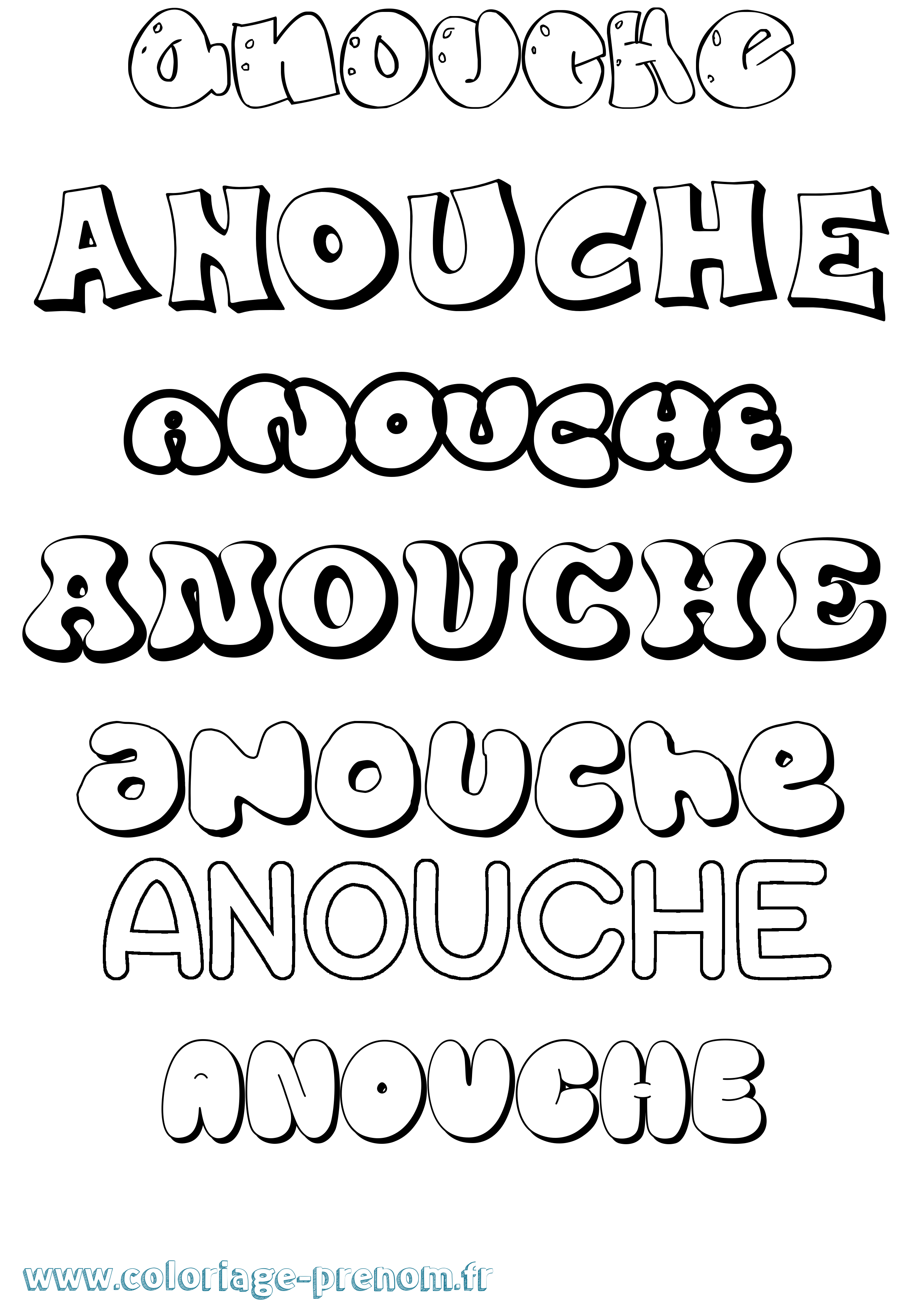 Coloriage Anouche Bubble Coloriage prénom Anouche Bubble