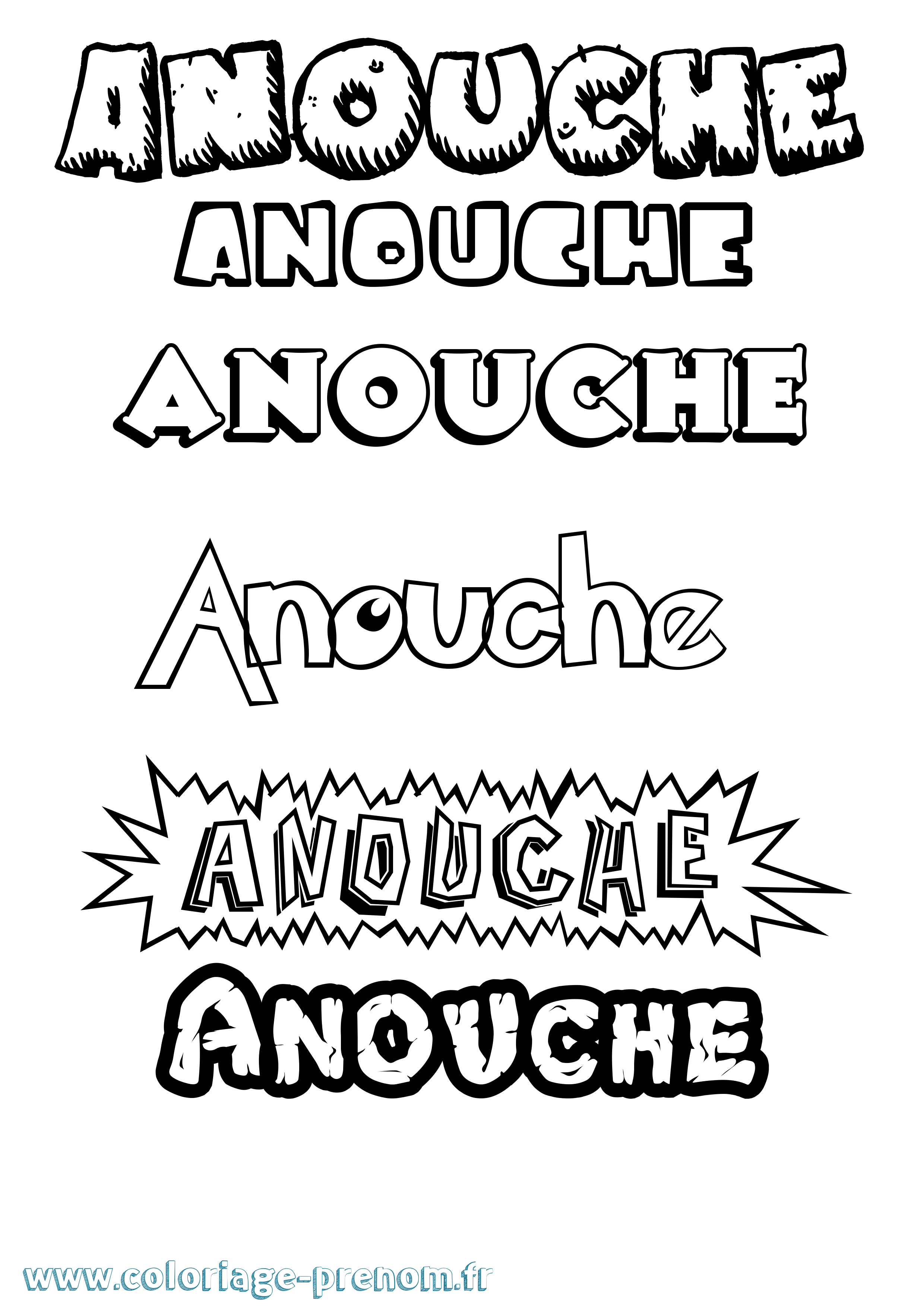 Coloriage Anouche Dessin Animé Coloriage prénom Anouche Dessin Animé