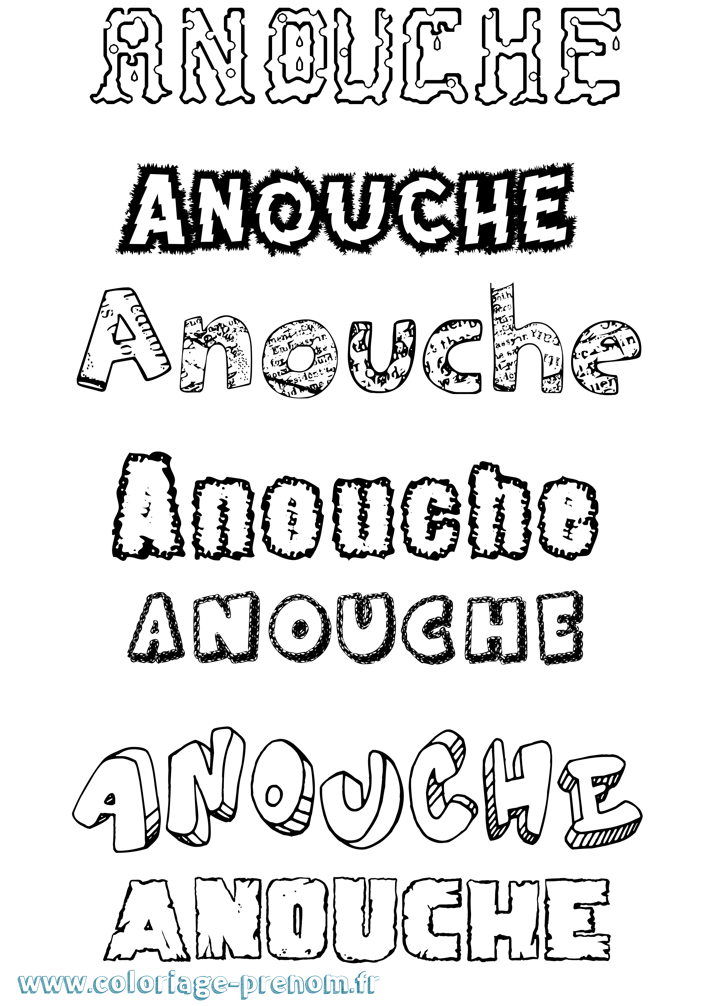 Coloriage Anouche Destructuré Coloriage prénom Anouche Destructuré