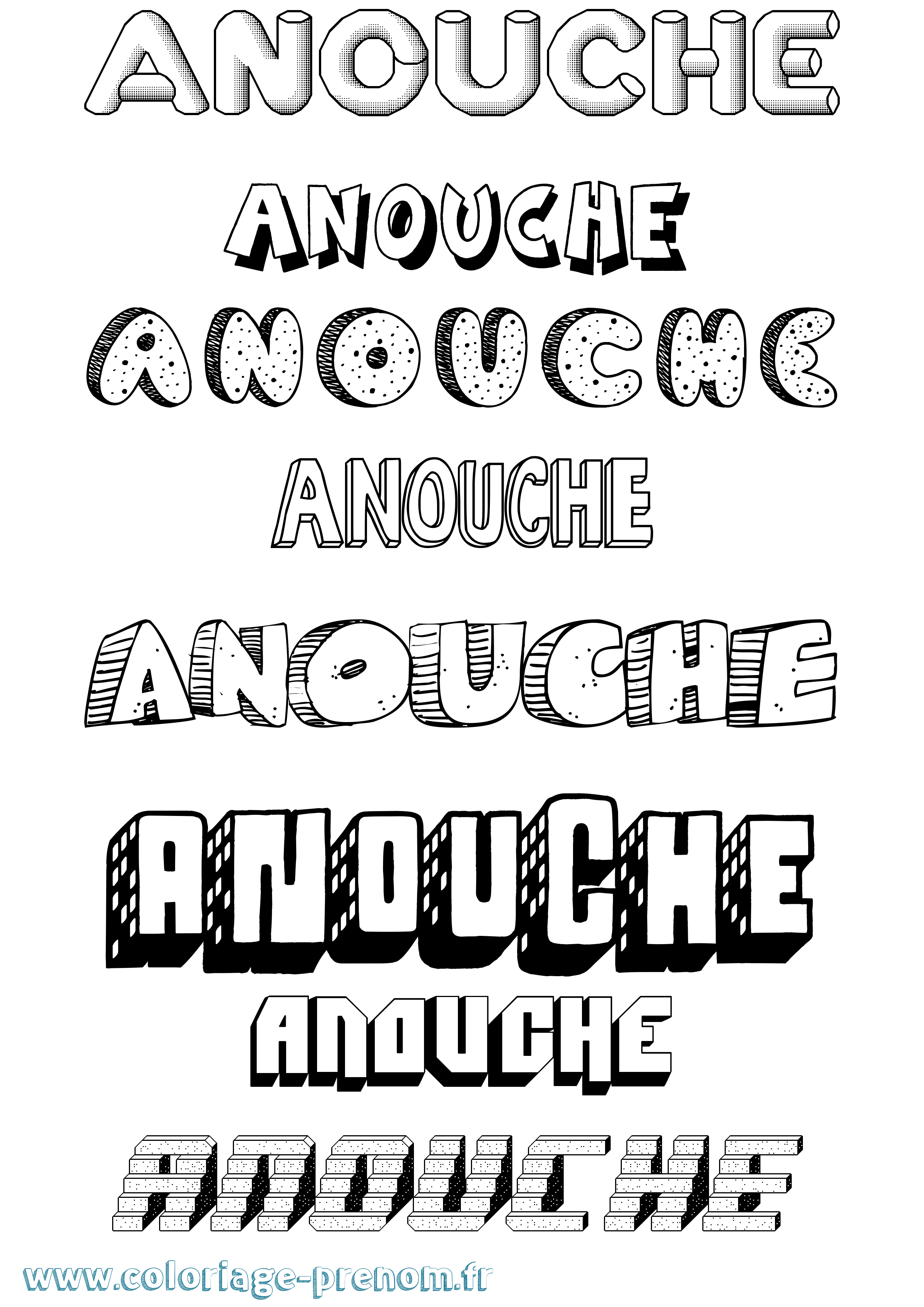 Coloriage Anouche Effet 3D Coloriage prénom Anouche Effet 3D