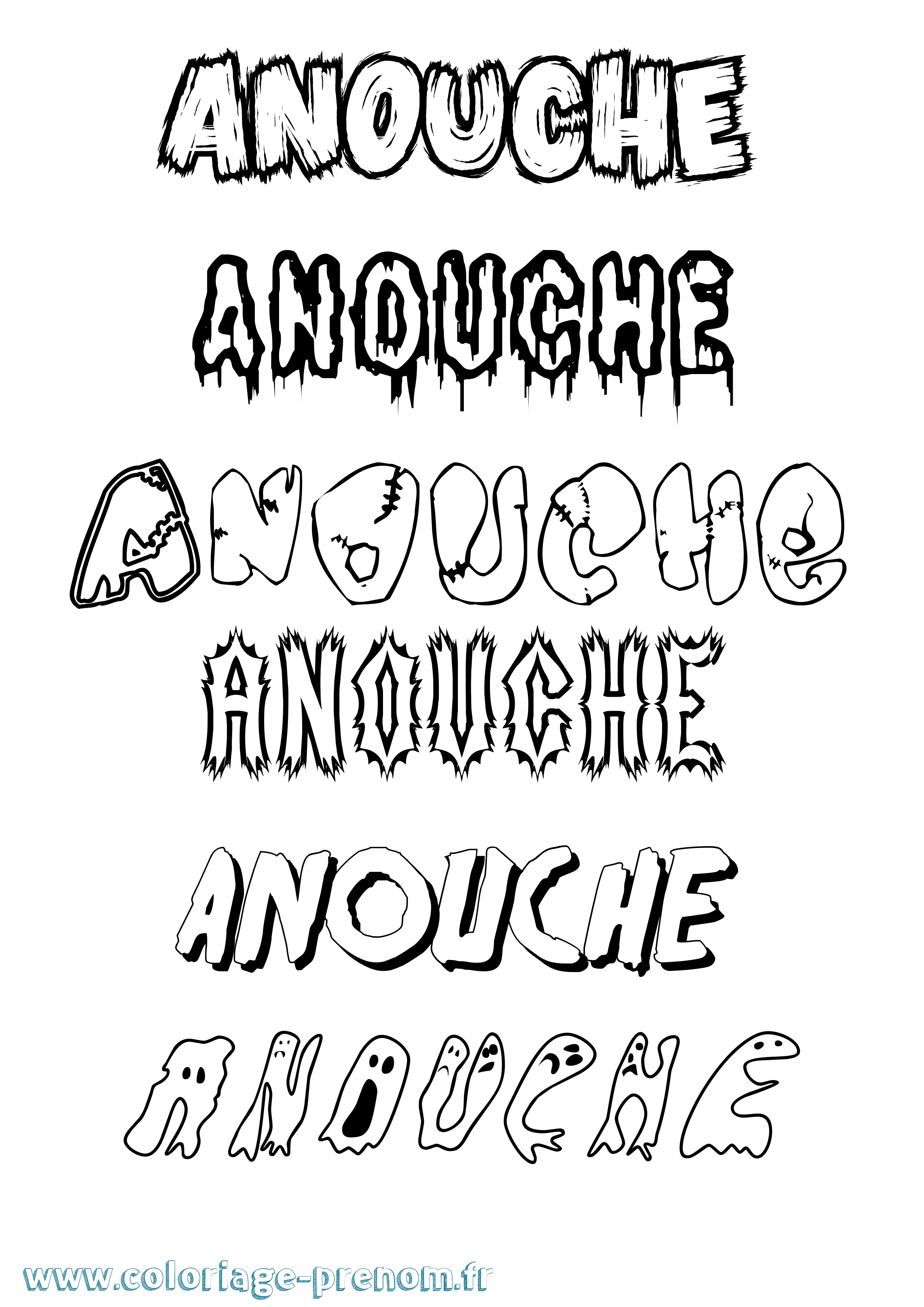 Coloriage Anouche Frisson Coloriage prénom Anouche Frisson