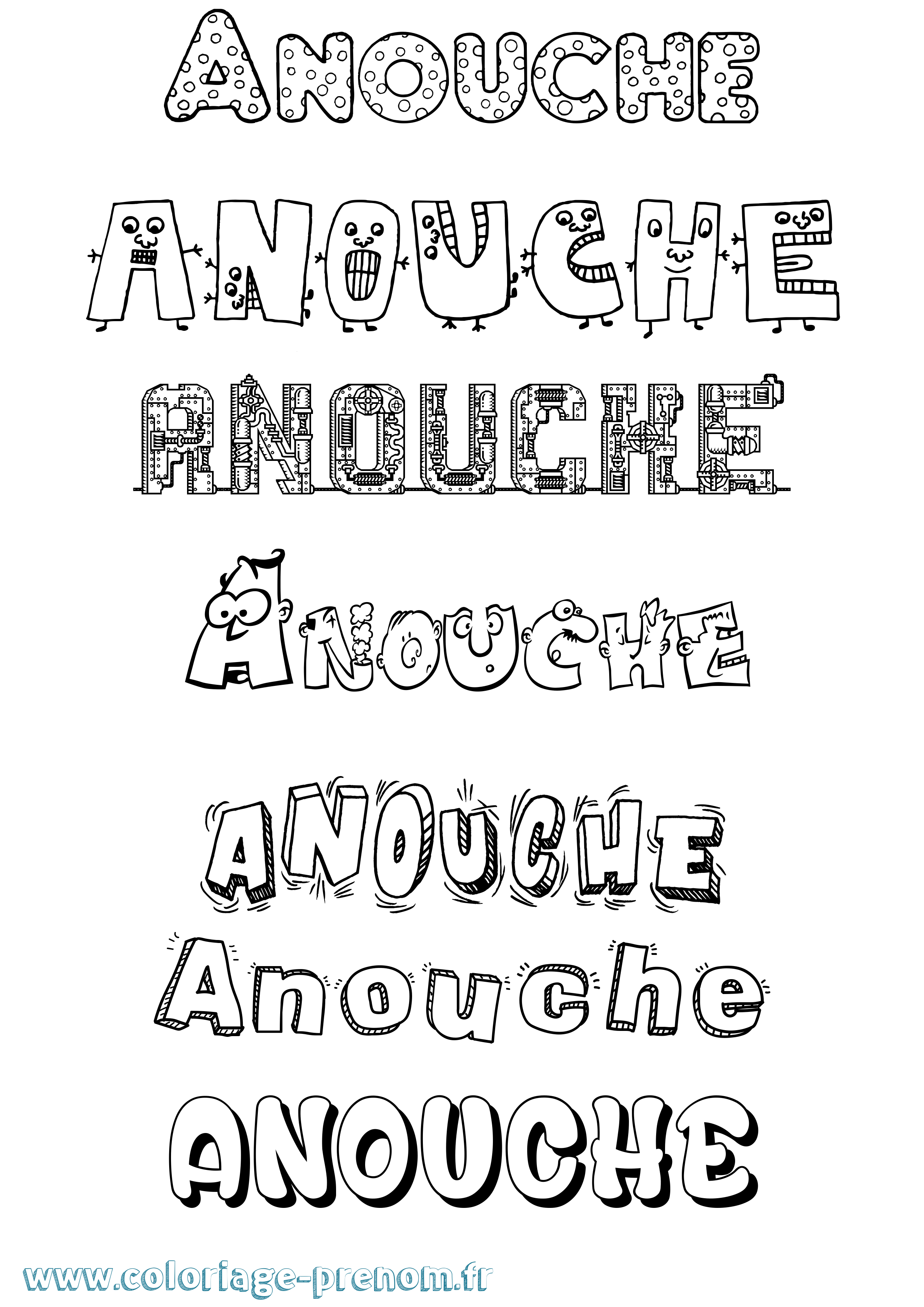 Coloriage Anouche Fun Coloriage prénom Anouche Fun