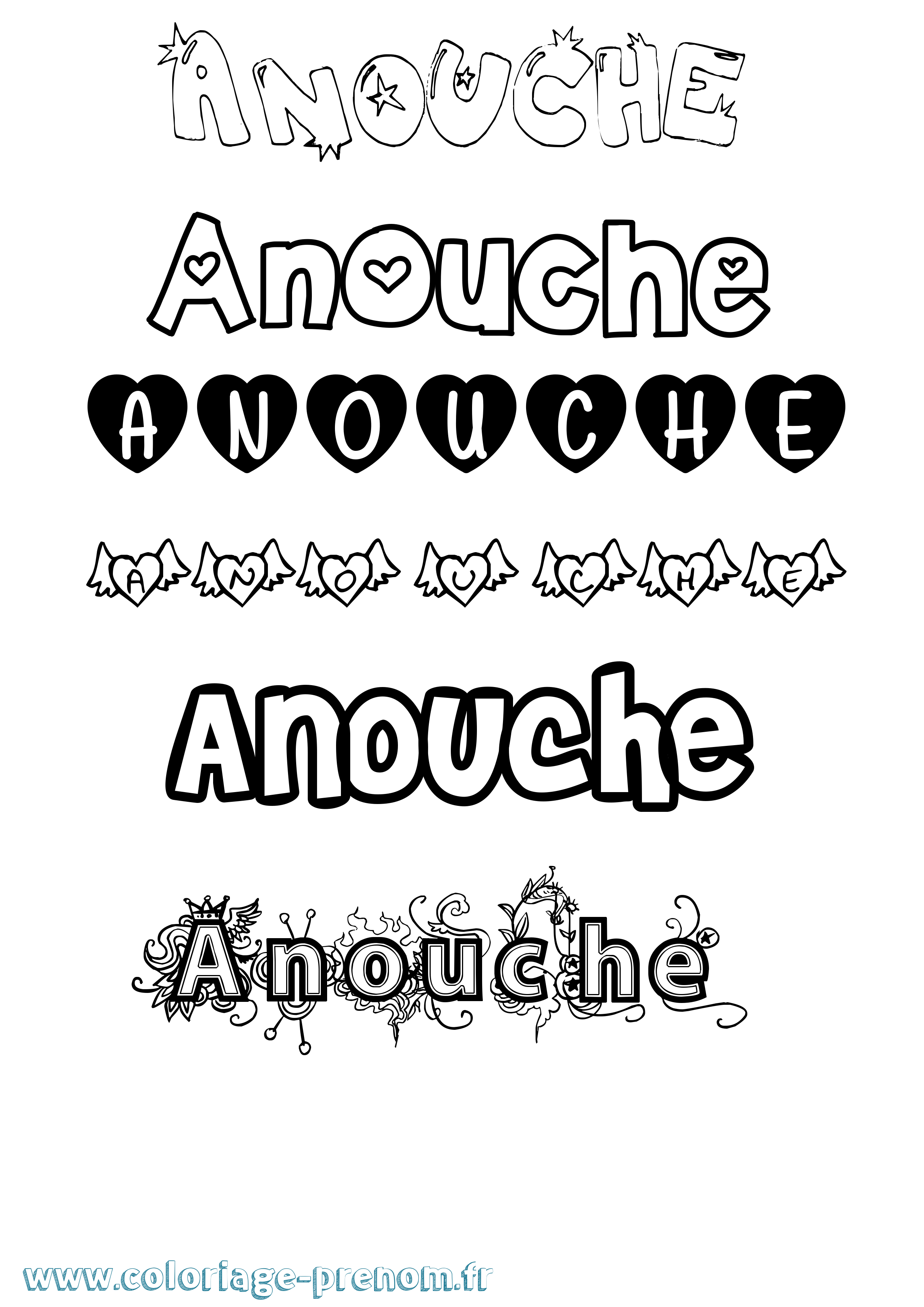 Coloriage Anouche Girly Coloriage prénom Anouche Girly