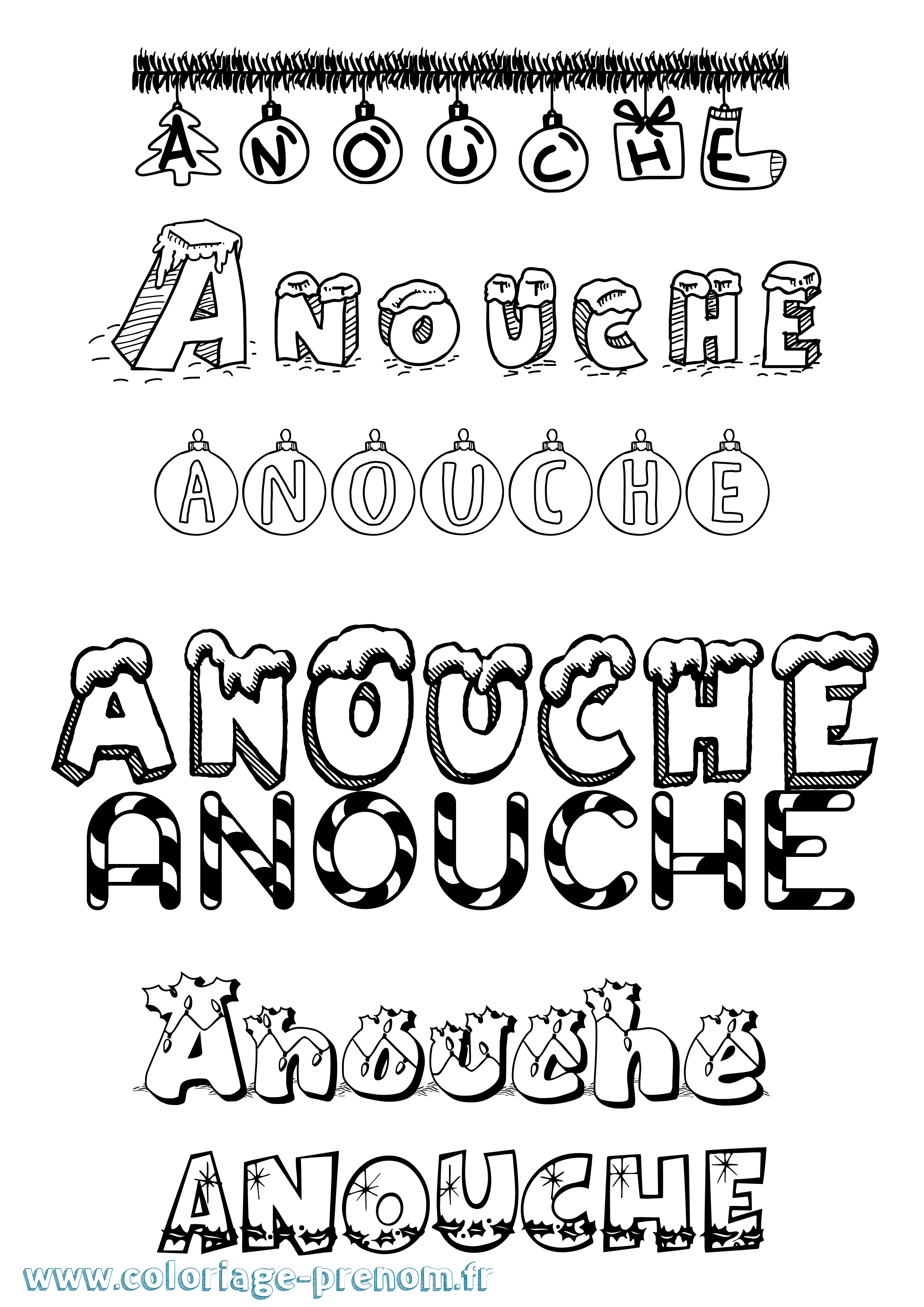 Coloriage Anouche Noël Coloriage prénom Anouche Noël