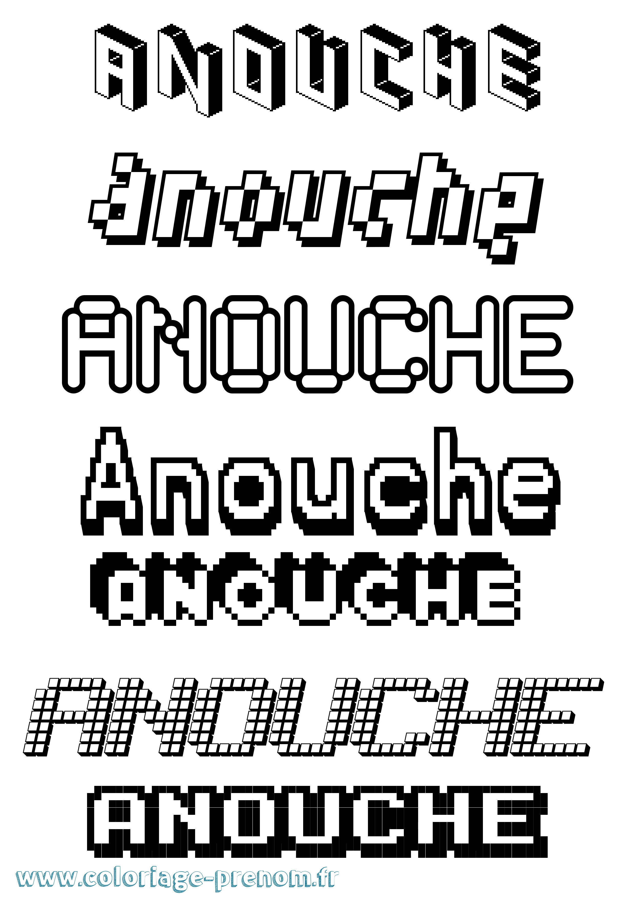 Coloriage Anouche Pixel Coloriage prénom Anouche Pixel