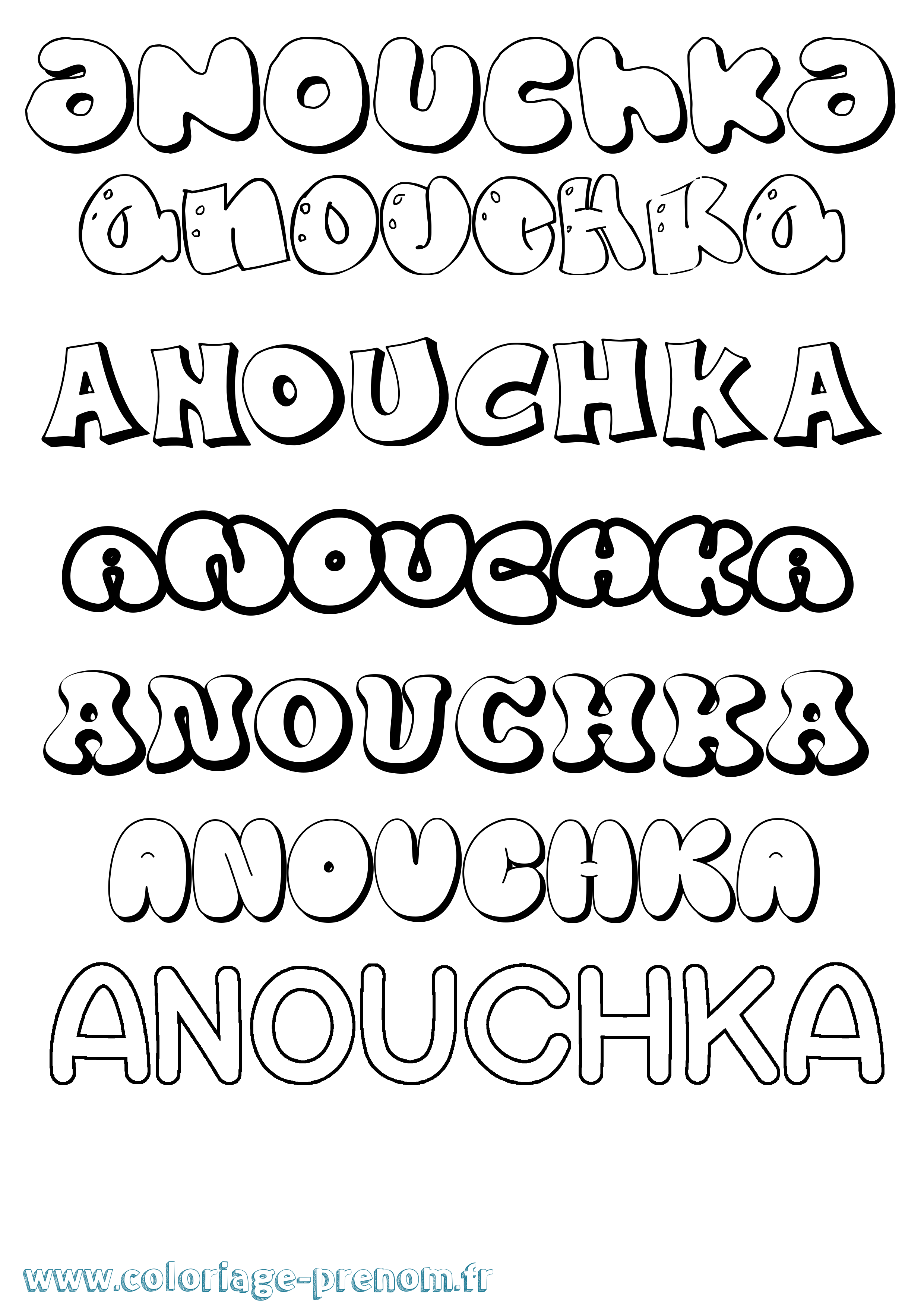 Coloriage Anouchka Bubble Coloriage prénom Anouchka Bubble