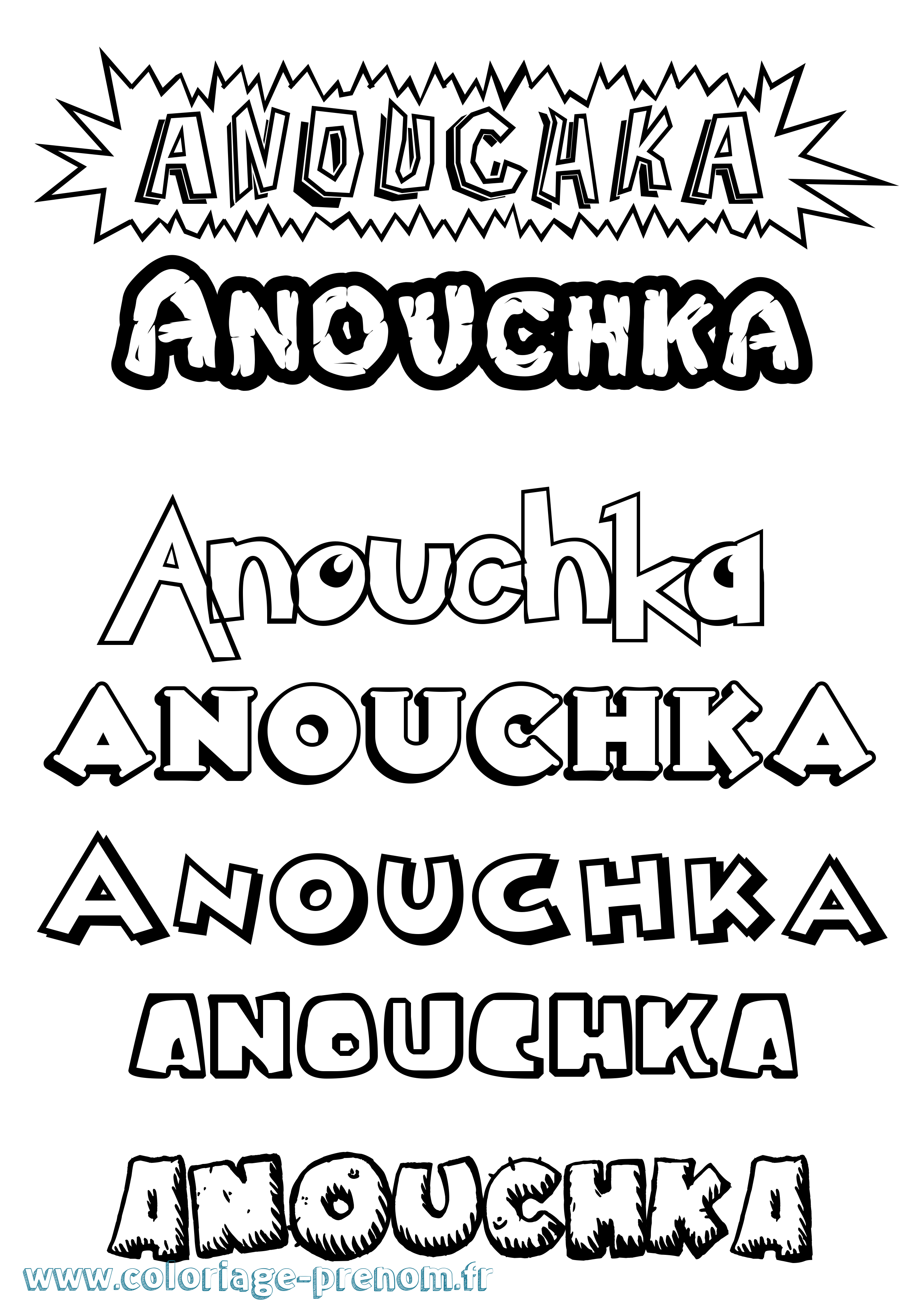 Coloriage Anouchka Dessin Animé Coloriage prénom Anouchka Dessin Animé