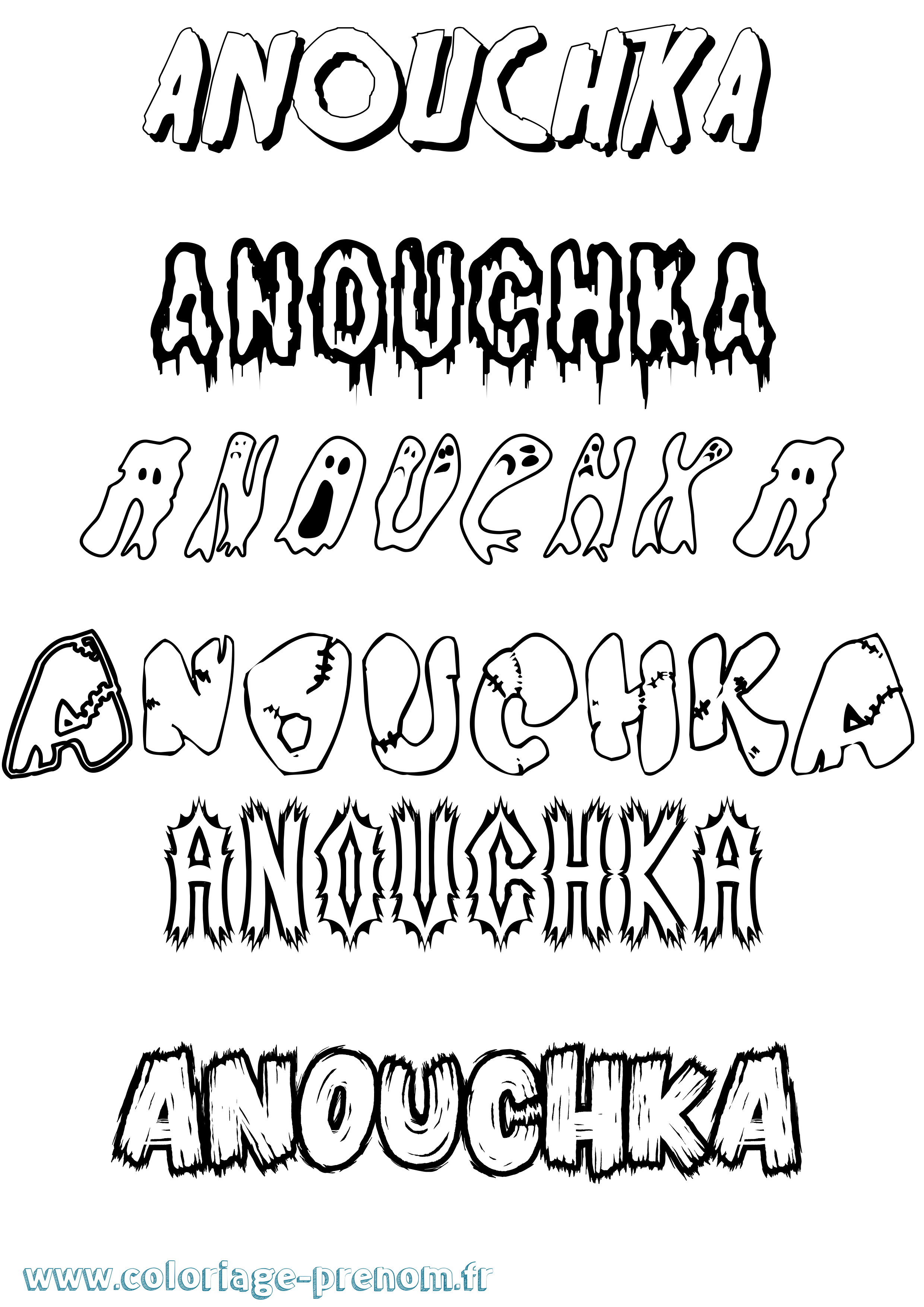 Coloriage Anouchka Frisson Coloriage prénom Anouchka Frisson