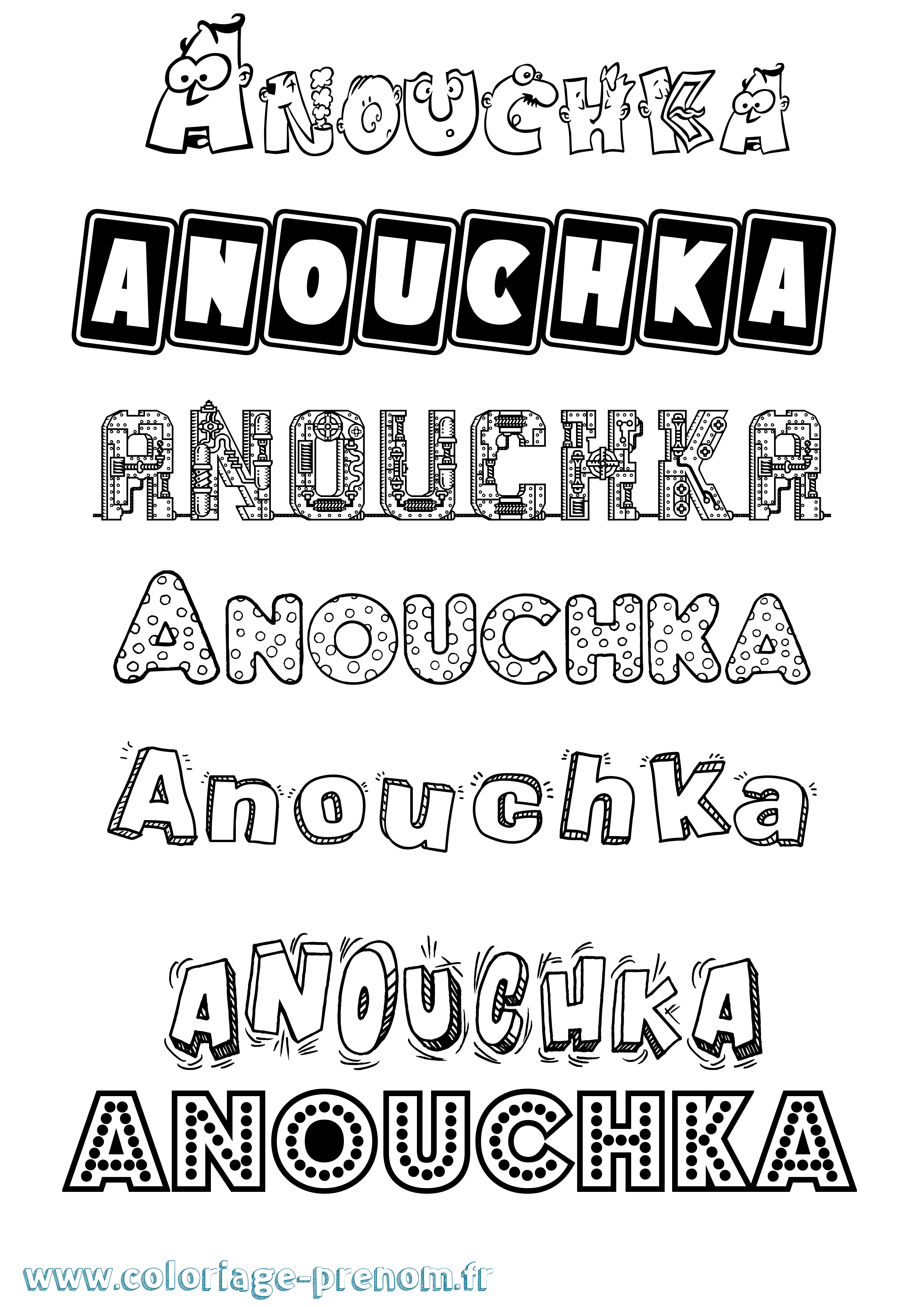 Coloriage Anouchka Fun Coloriage prénom Anouchka Fun